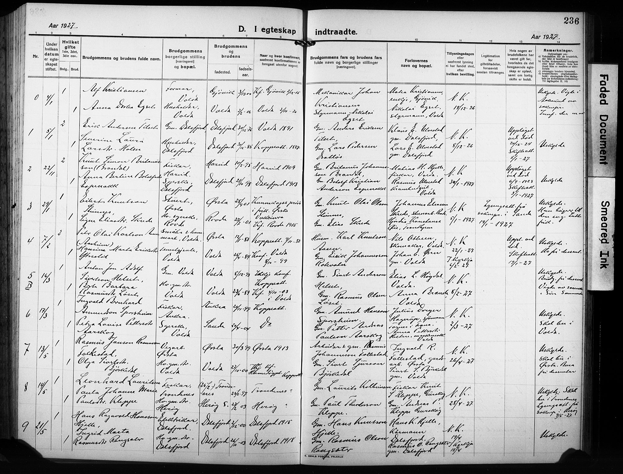 Ministerialprotokoller, klokkerbøker og fødselsregistre - Møre og Romsdal, AV/SAT-A-1454/511/L0160: Klokkerbok nr. 511C06, 1920-1932, s. 236