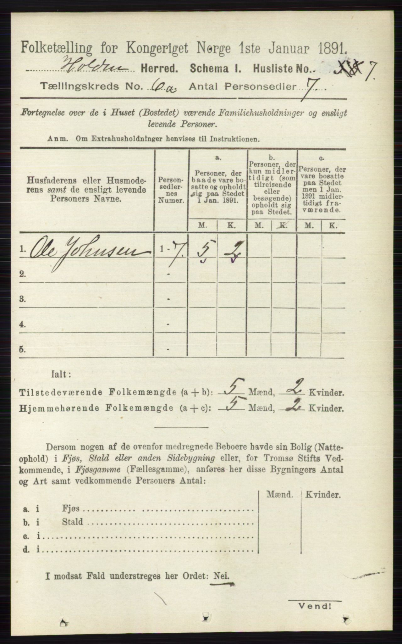 RA, Folketelling 1891 for 0819 Holla herred, 1891, s. 2818