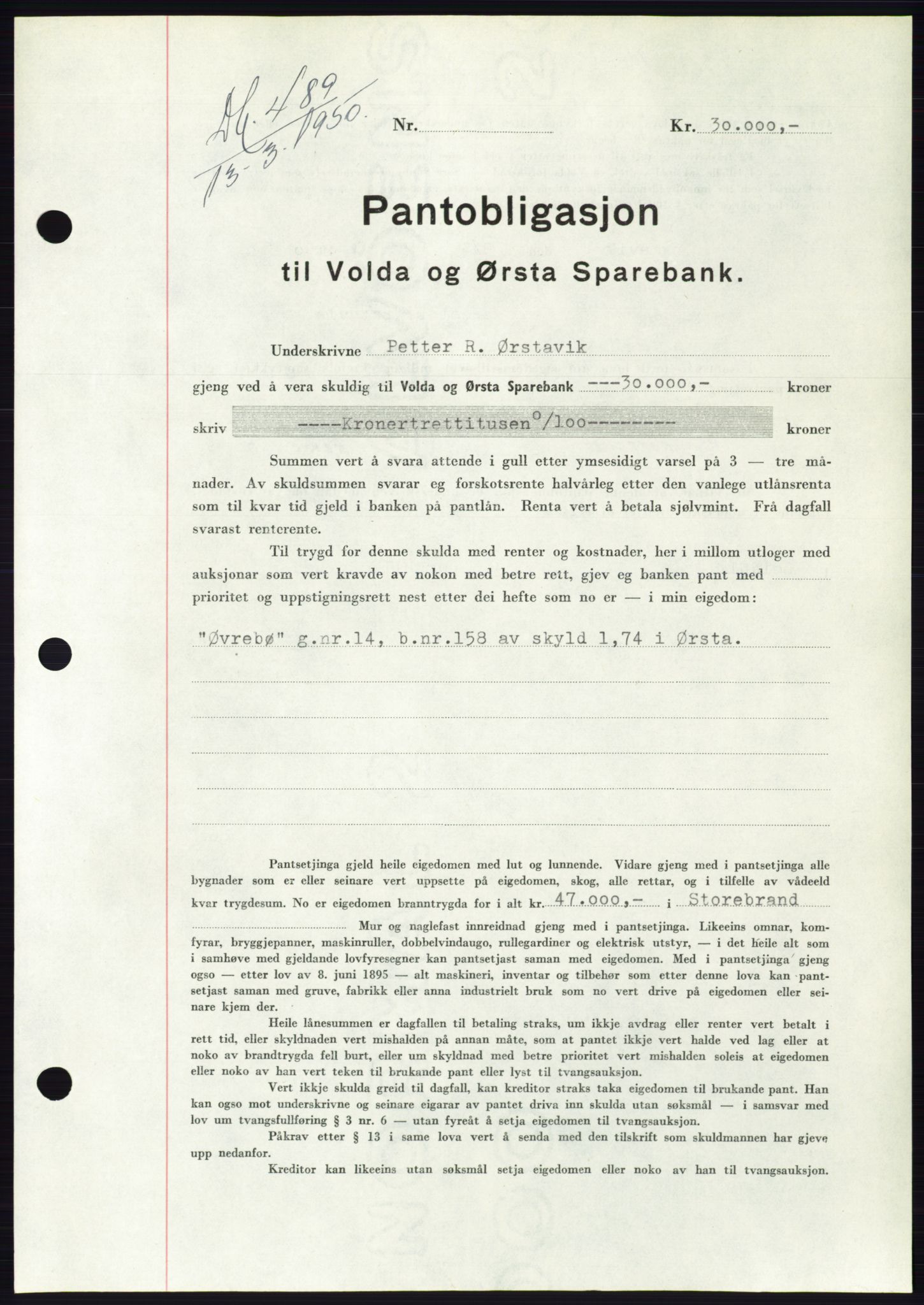 Søre Sunnmøre sorenskriveri, SAT/A-4122/1/2/2C/L0118: Pantebok nr. 6B, 1949-1950, Dagboknr: 489/1950