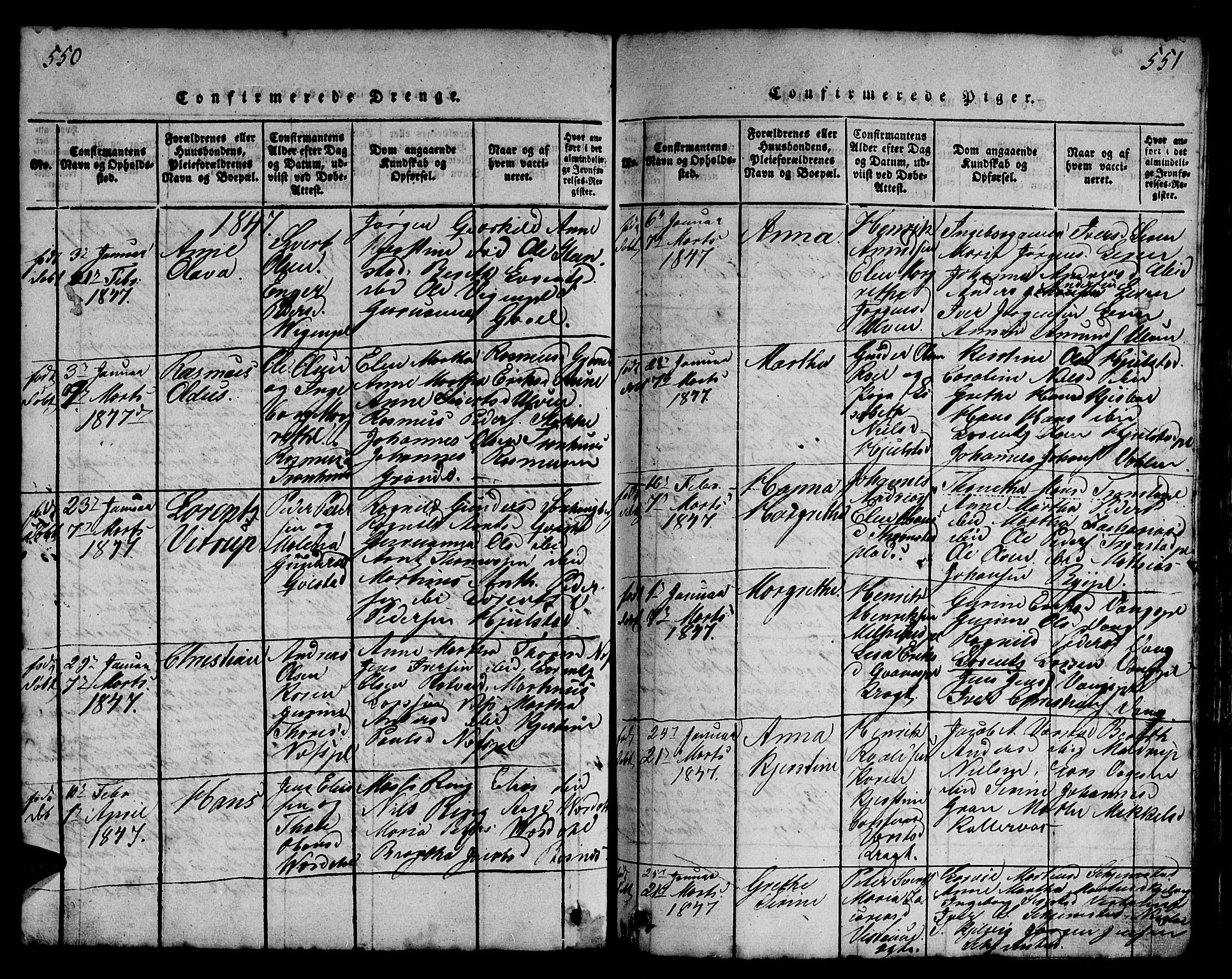 Ministerialprotokoller, klokkerbøker og fødselsregistre - Nord-Trøndelag, AV/SAT-A-1458/730/L0298: Klokkerbok nr. 730C01, 1816-1849, s. 550-551