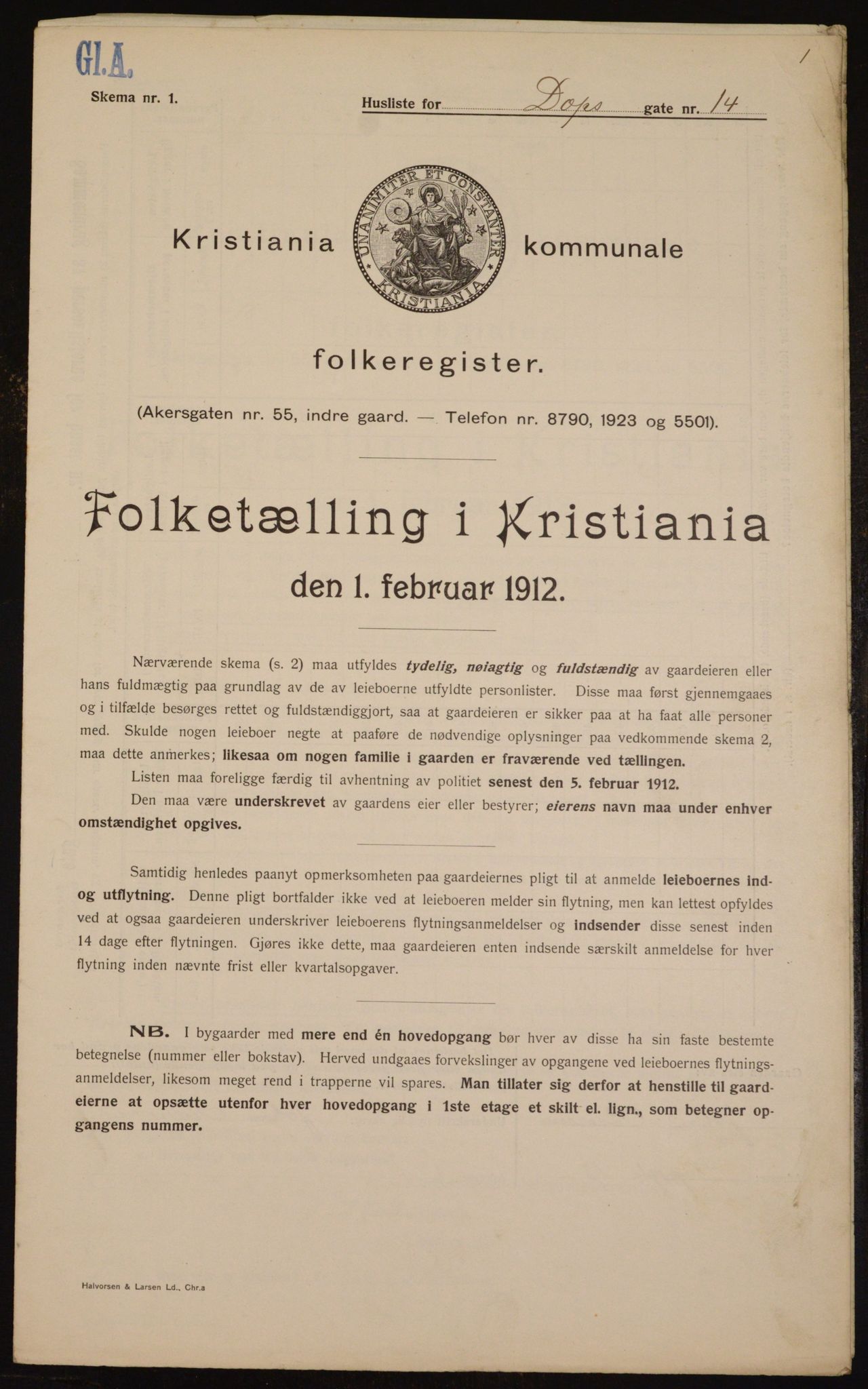 OBA, Kommunal folketelling 1.2.1912 for Kristiania, 1912, s. 15906