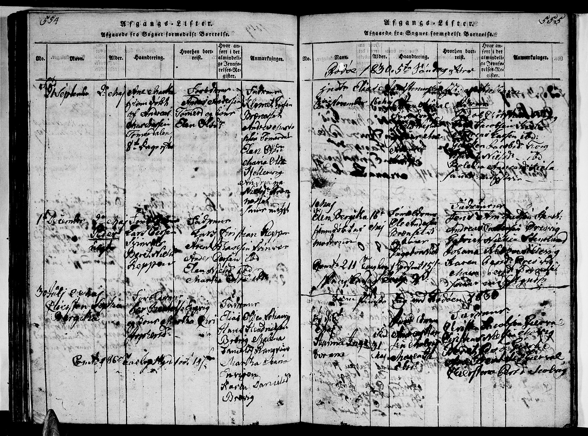 Ministerialprotokoller, klokkerbøker og fødselsregistre - Nordland, AV/SAT-A-1459/841/L0616: Klokkerbok nr. 841C01 /1, 1820-1832, s. 554-555