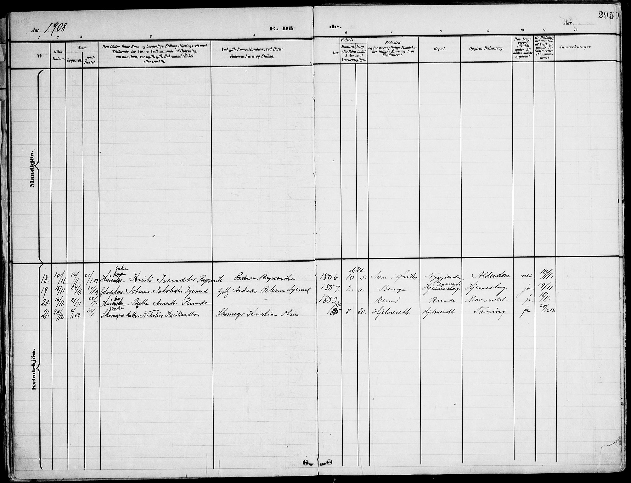 Ministerialprotokoller, klokkerbøker og fødselsregistre - Møre og Romsdal, AV/SAT-A-1454/507/L0075: Ministerialbok nr. 507A10, 1901-1920, s. 295