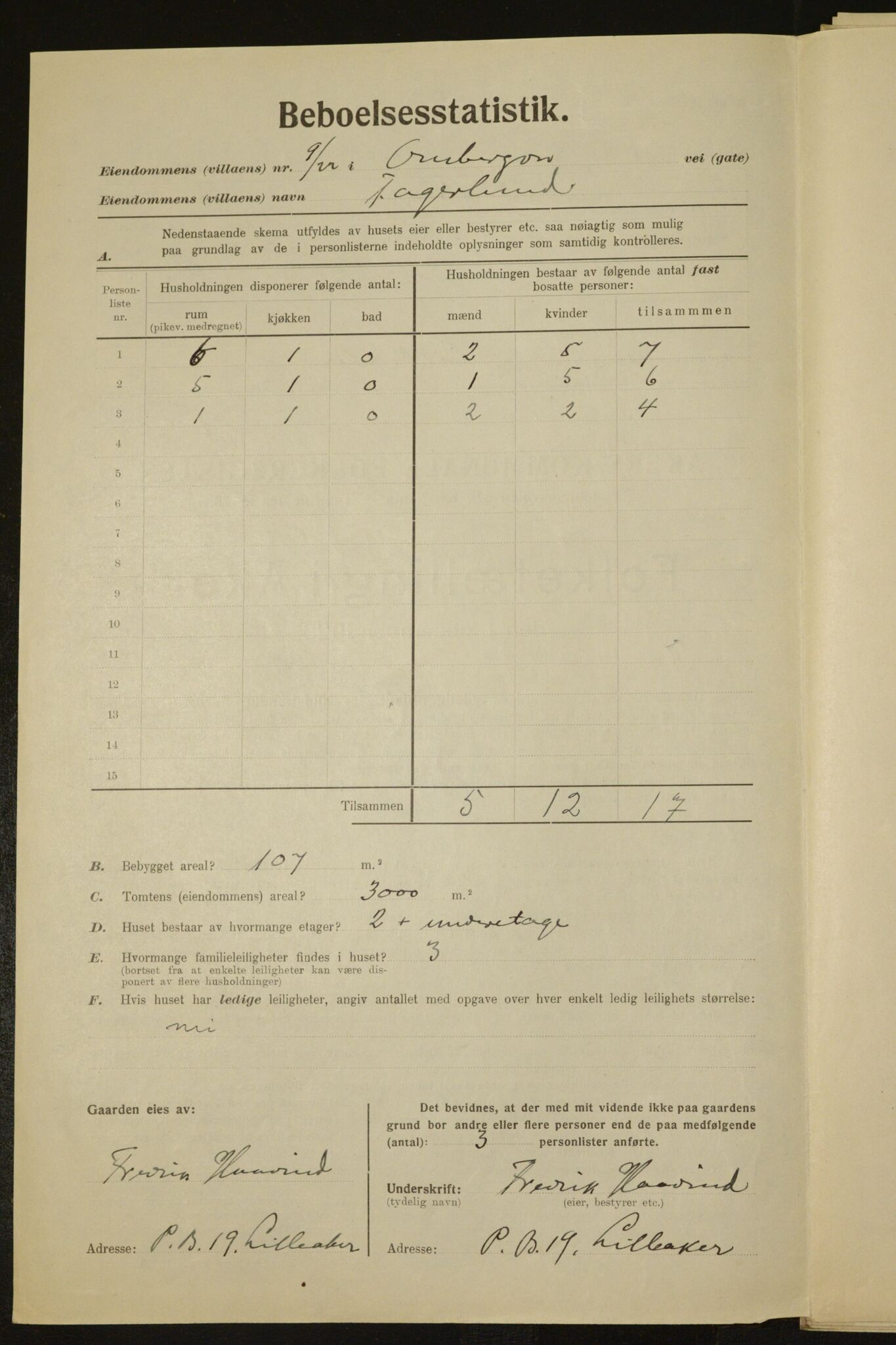 , Kommunal folketelling 1.12.1923 for Aker, 1923, s. 1689