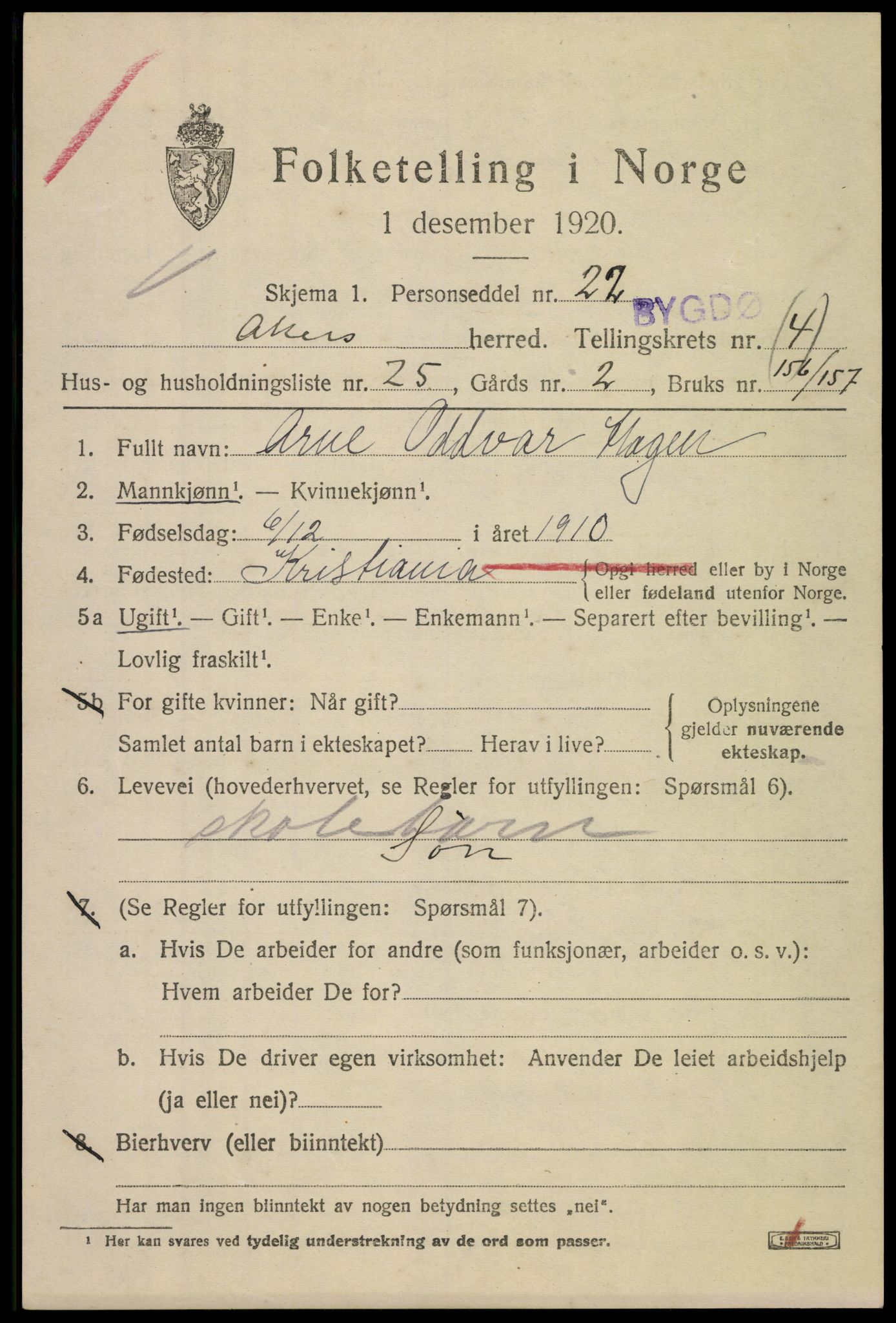 SAO, Folketelling 1920 for 0218 Aker herred, 1920, s. 27958