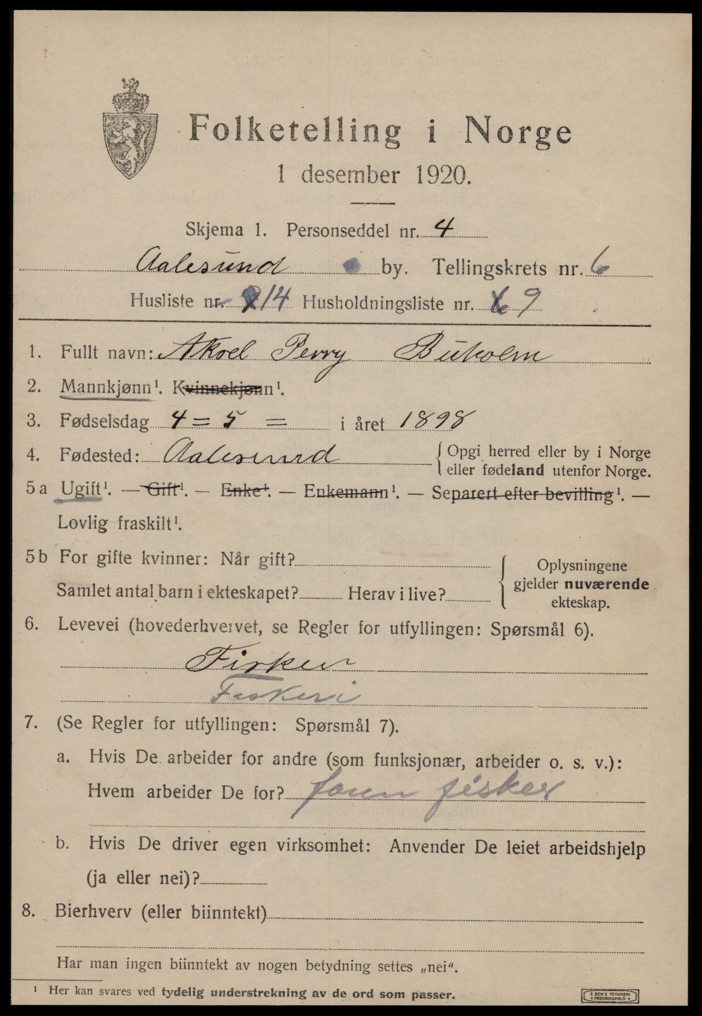 SAT, Folketelling 1920 for 1501 Ålesund kjøpstad, 1920, s. 18078
