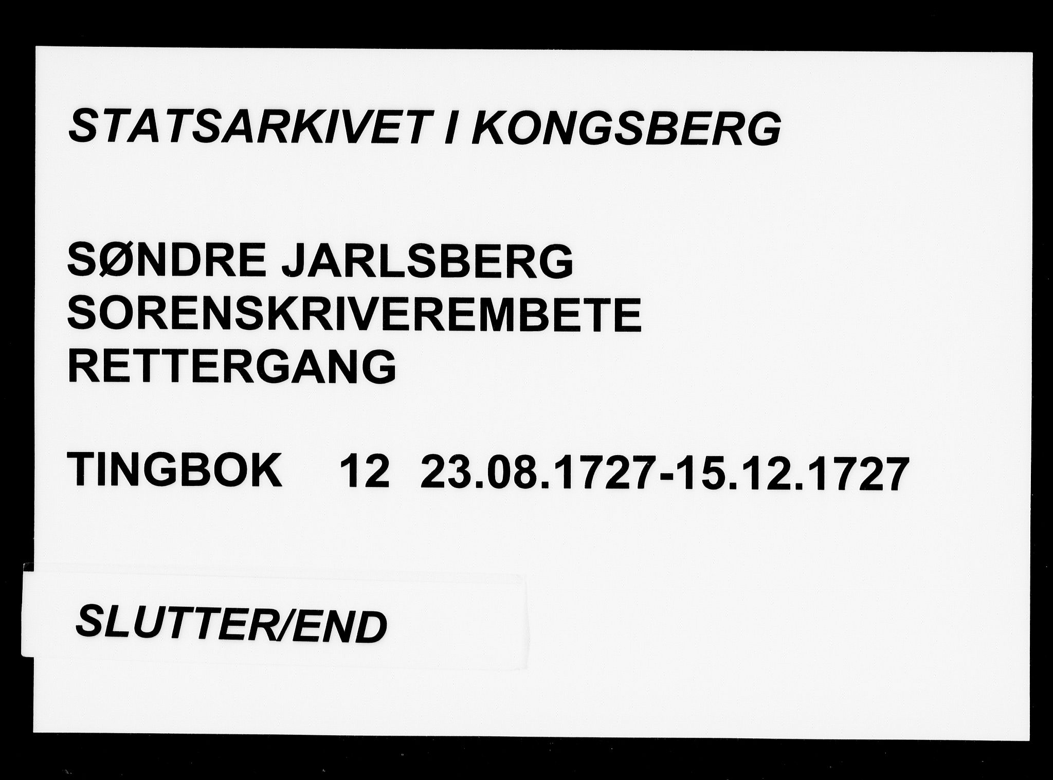 Søndre Jarlsberg sorenskriveri, SAKO/A-129/F/Fa/L0012: Tingbok, 1727
