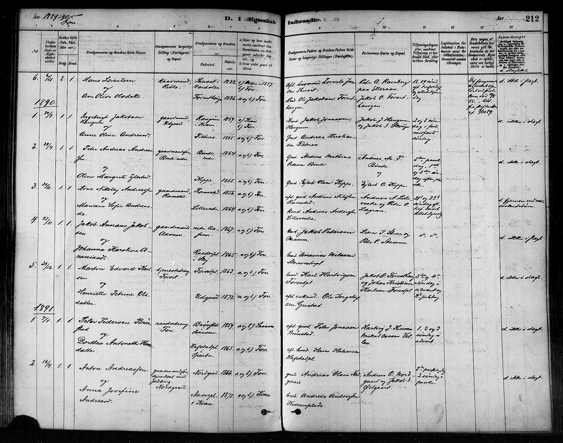 Ministerialprotokoller, klokkerbøker og fødselsregistre - Nord-Trøndelag, SAT/A-1458/746/L0448: Ministerialbok nr. 746A07 /1, 1878-1900, s. 212