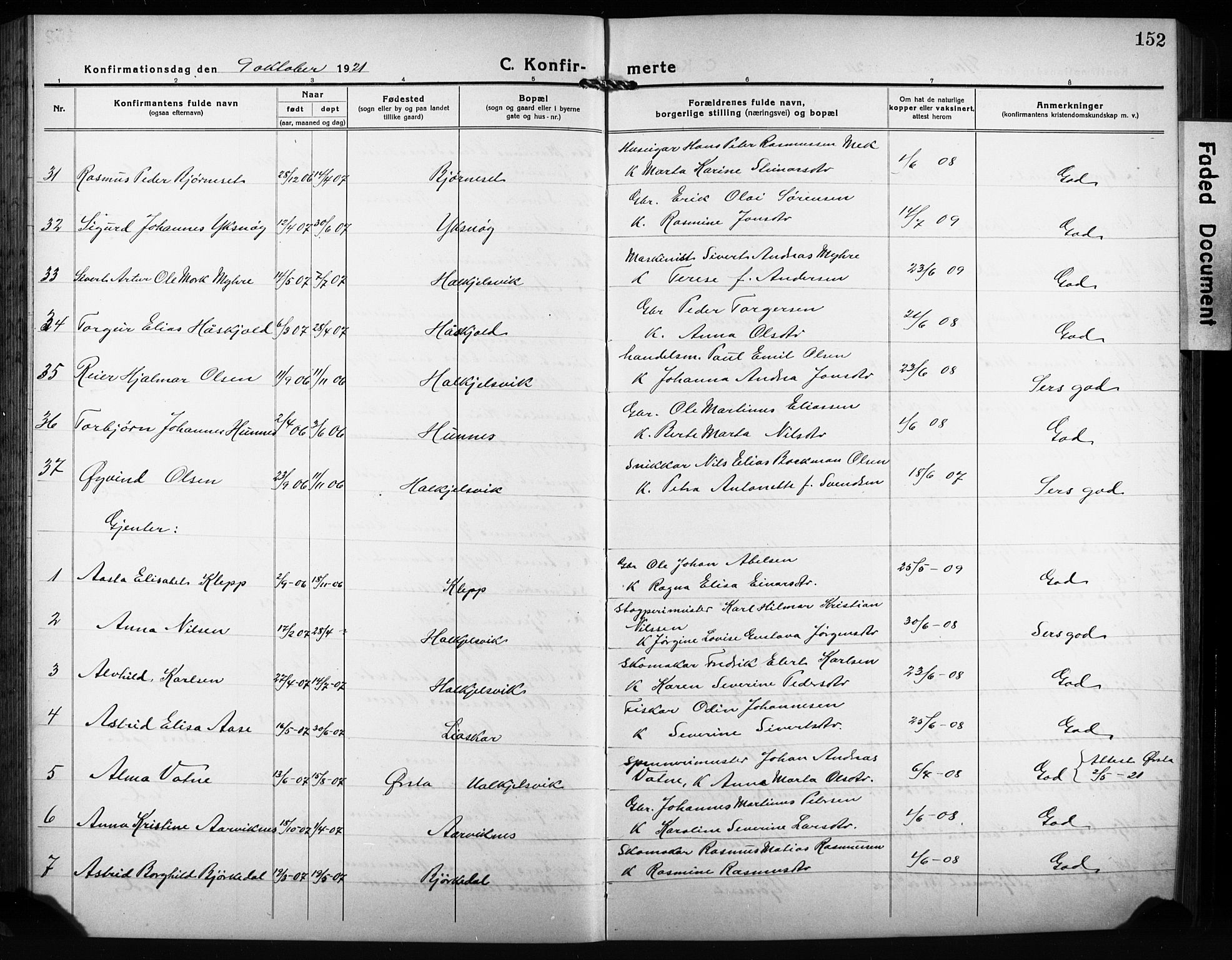 Ministerialprotokoller, klokkerbøker og fødselsregistre - Møre og Romsdal, AV/SAT-A-1454/511/L0160: Klokkerbok nr. 511C06, 1920-1932, s. 152