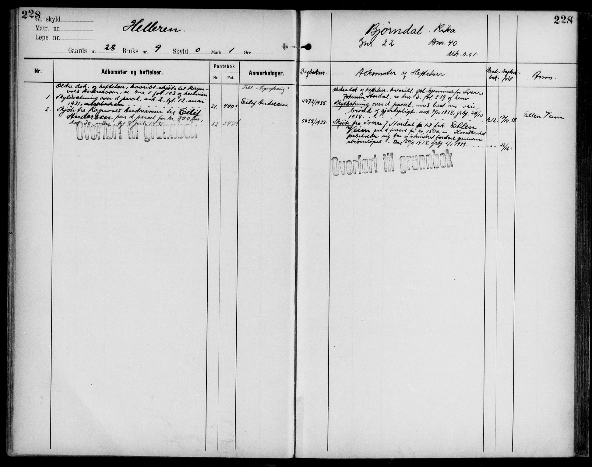 Midhordland sorenskriveri, AV/SAB-A-3001/1/G/Ga/Gab/L0109: Panteregister nr. II.A.b.109, s. 228