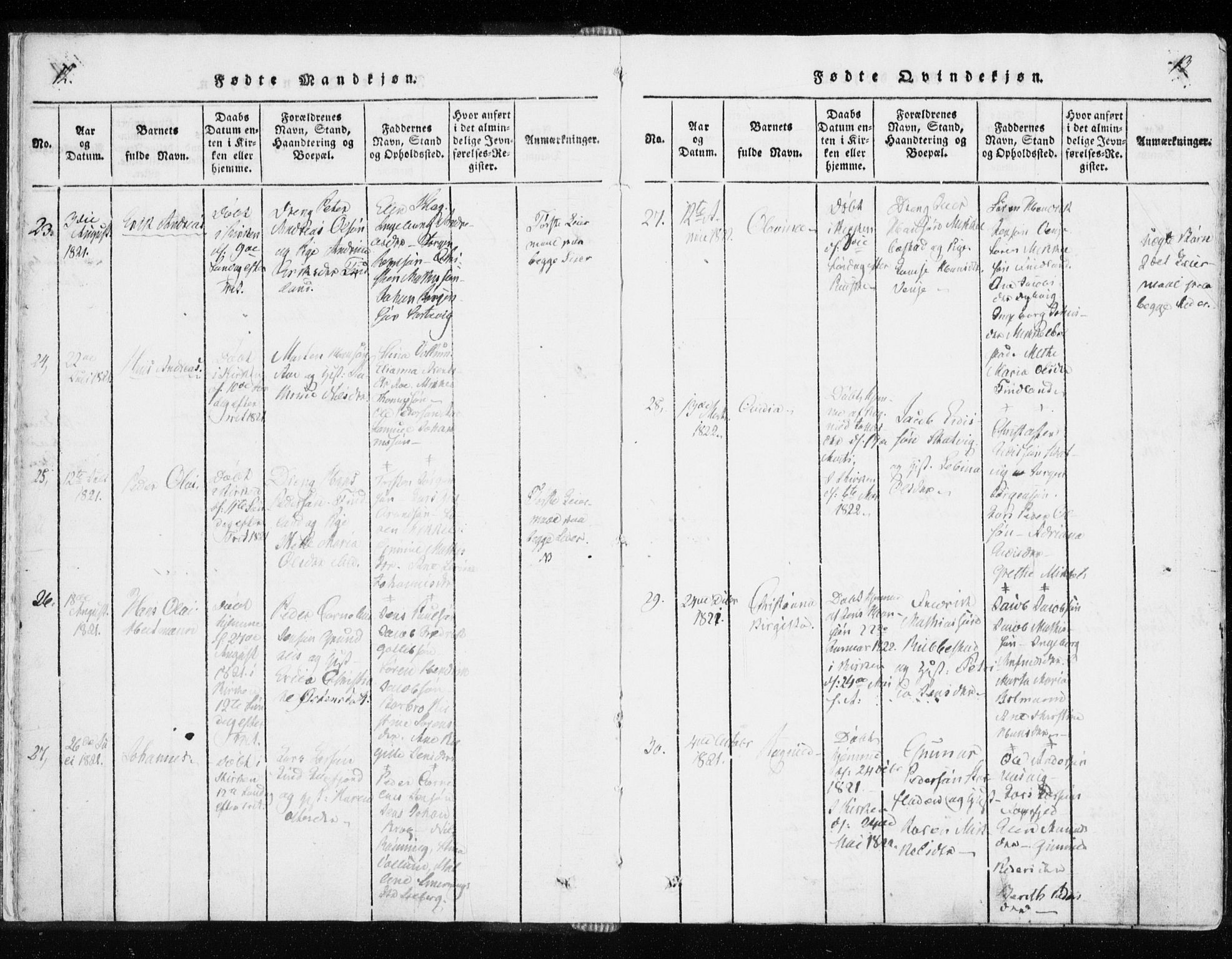 Tranøy sokneprestkontor, SATØ/S-1313/I/Ia/Iaa/L0004kirke: Ministerialbok nr. 4, 1820-1829, s. 12-13