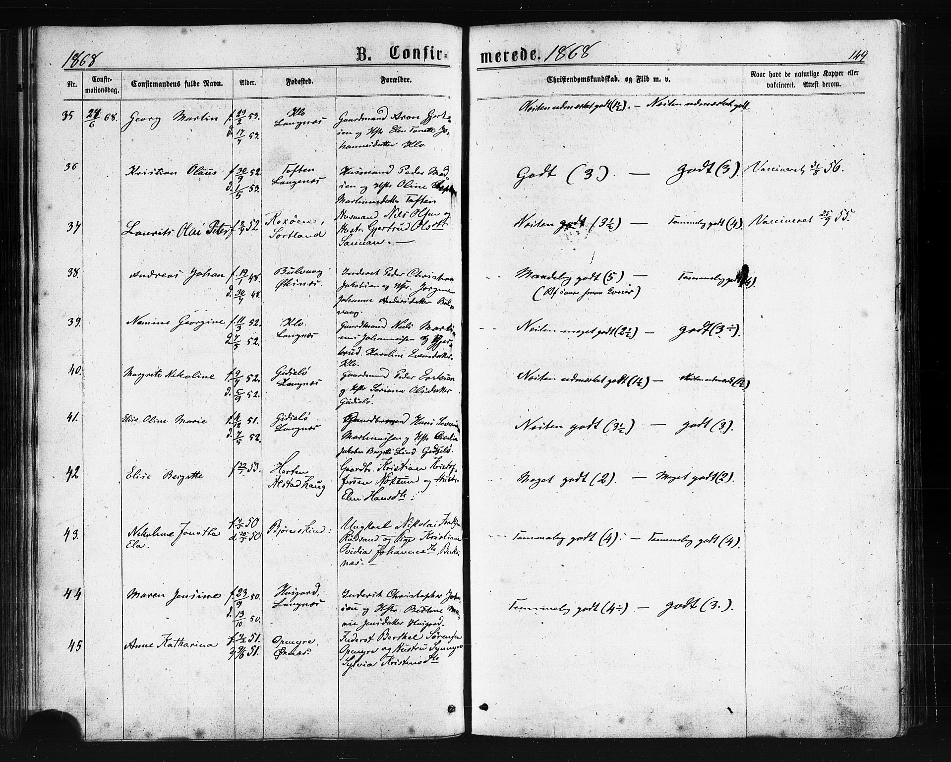 Ministerialprotokoller, klokkerbøker og fødselsregistre - Nordland, SAT/A-1459/893/L1334: Ministerialbok nr. 893A07, 1867-1877, s. 149