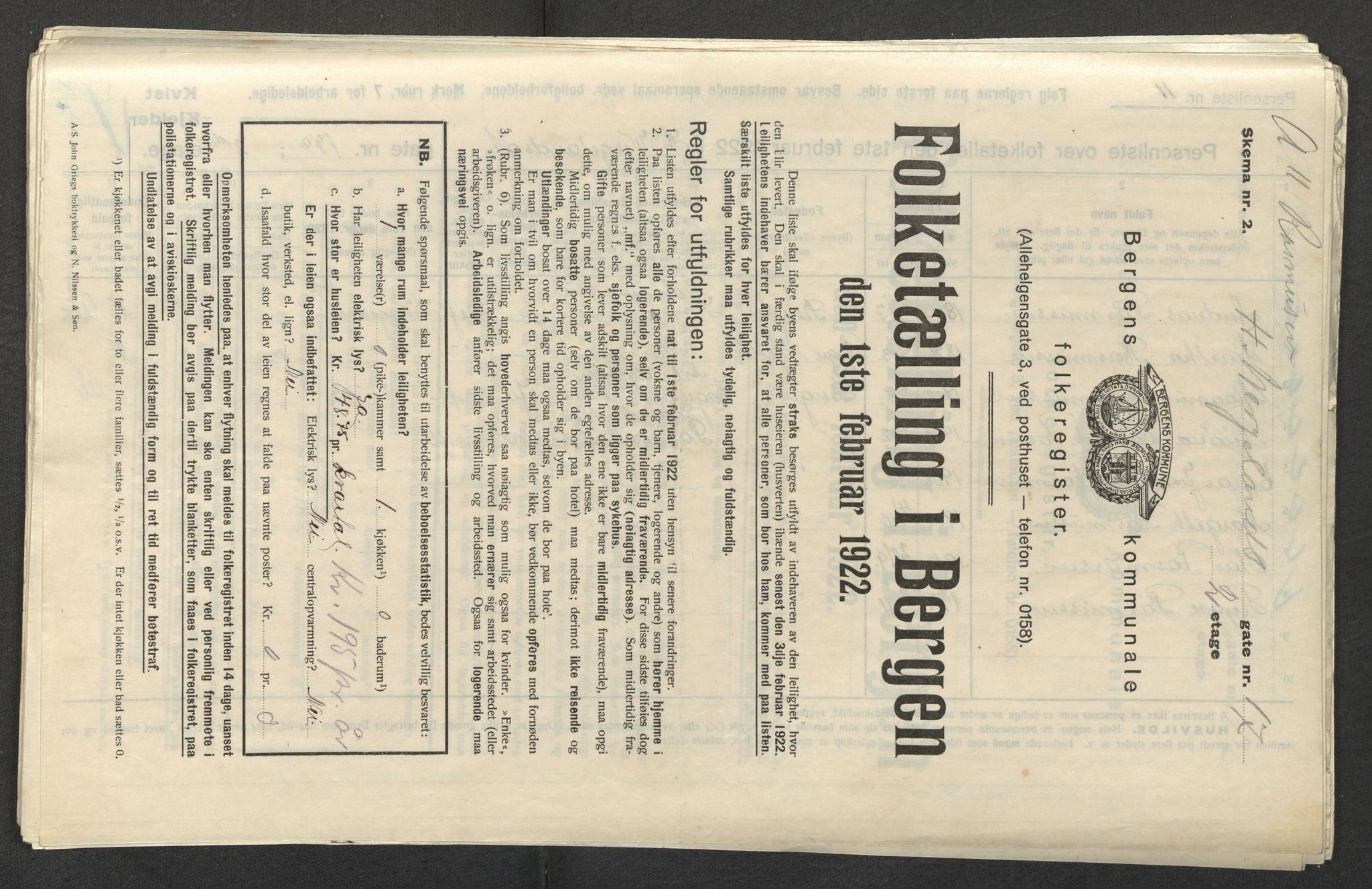 SAB, Kommunal folketelling 1922 for Bergen kjøpstad, 1922, s. 14585