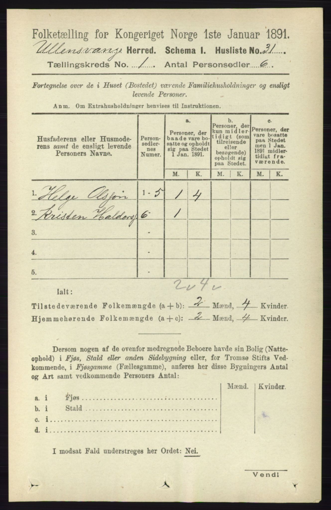 RA, Folketelling 1891 for 1230 Ullensvang herred, 1891, s. 75