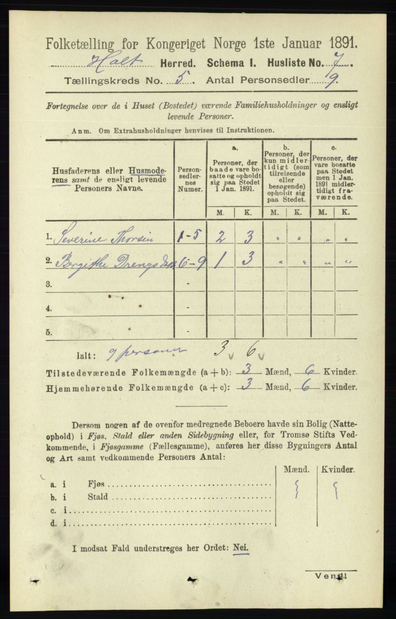 RA, Folketelling 1891 for 0914 Holt herred, 1891, s. 2221