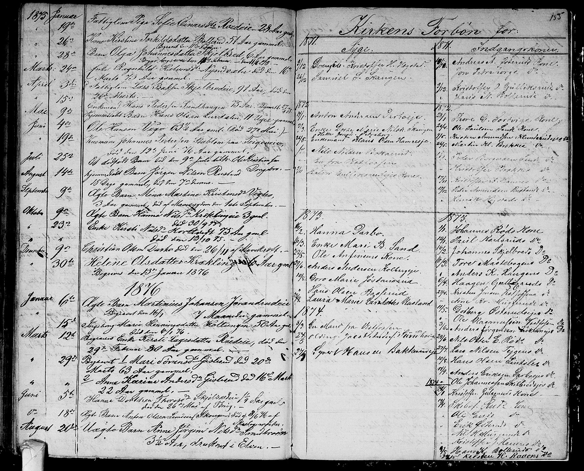 Fiskum kirkebøker, AV/SAKO-A-15/G/Ga/L0003: Klokkerbok nr. 3, 1851-1878, s. 155