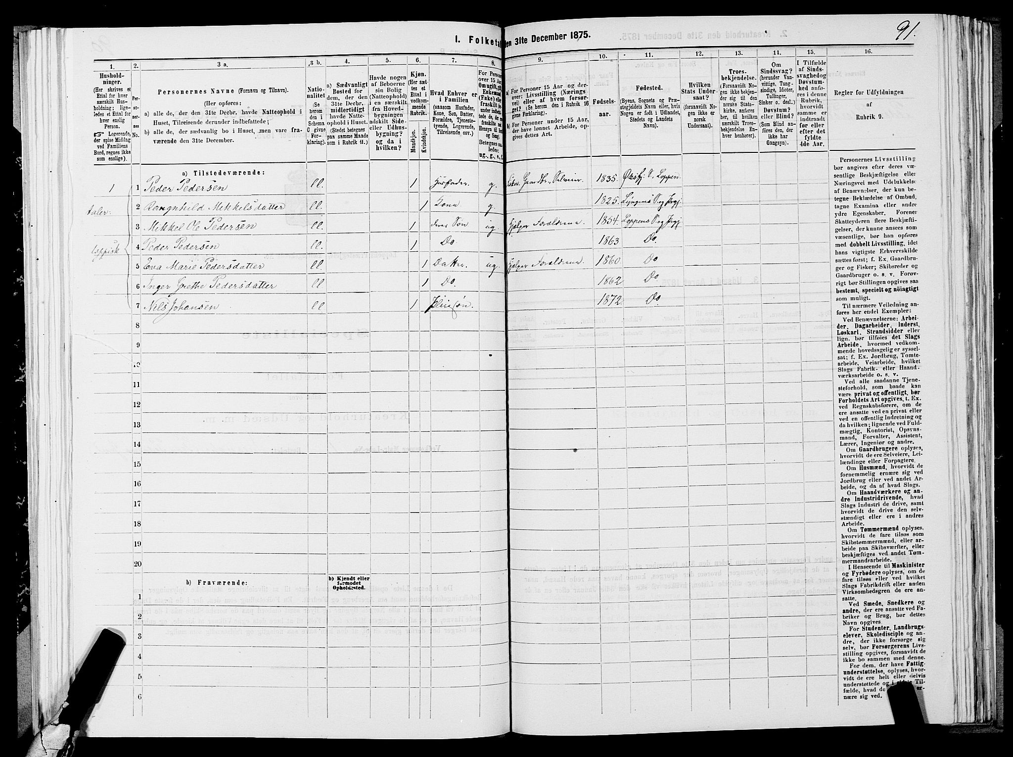 SATØ, Folketelling 1875 for 2014P Loppa prestegjeld, 1875, s. 2091