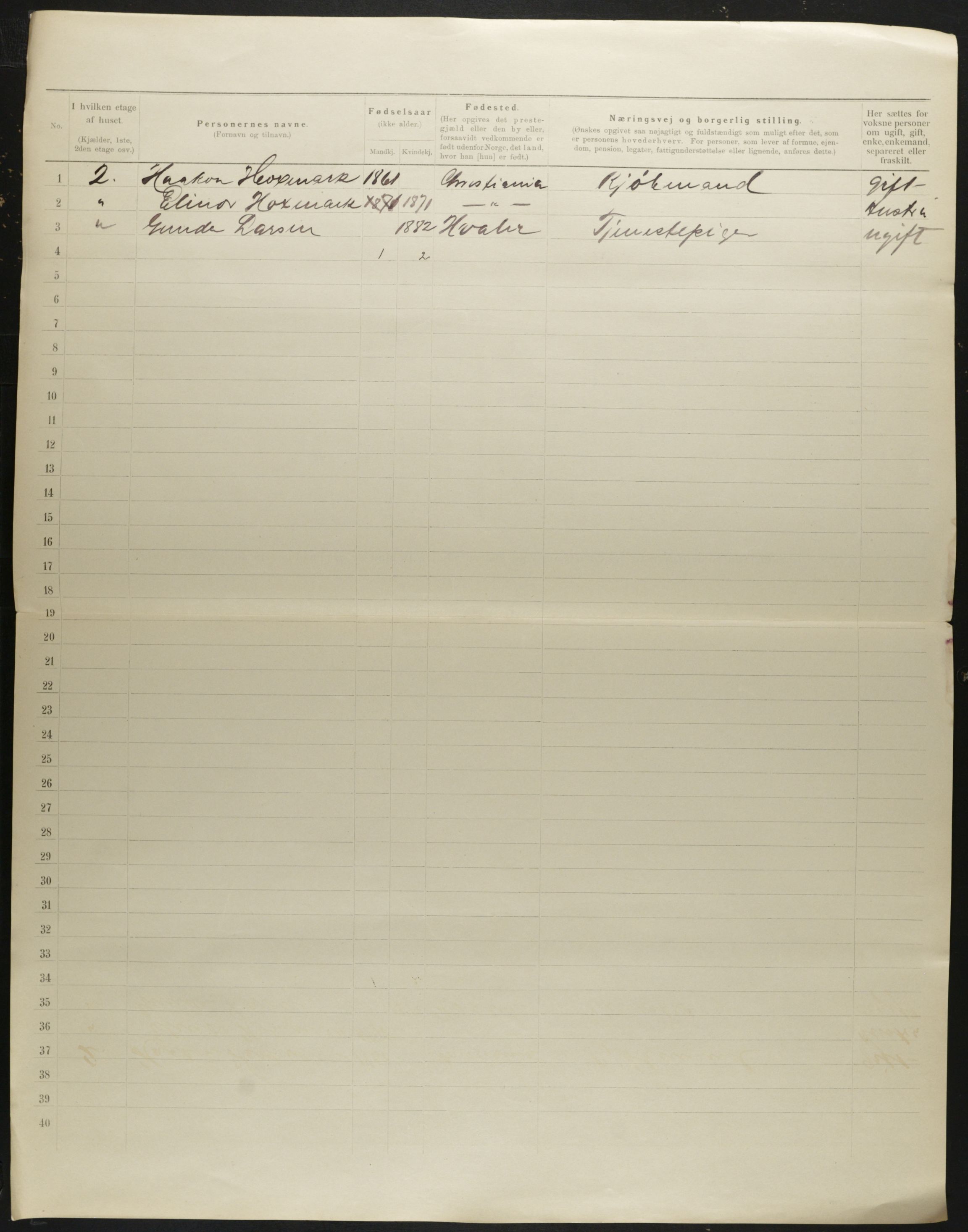 OBA, Kommunal folketelling 31.12.1901 for Kristiania kjøpstad, 1901, s. 78