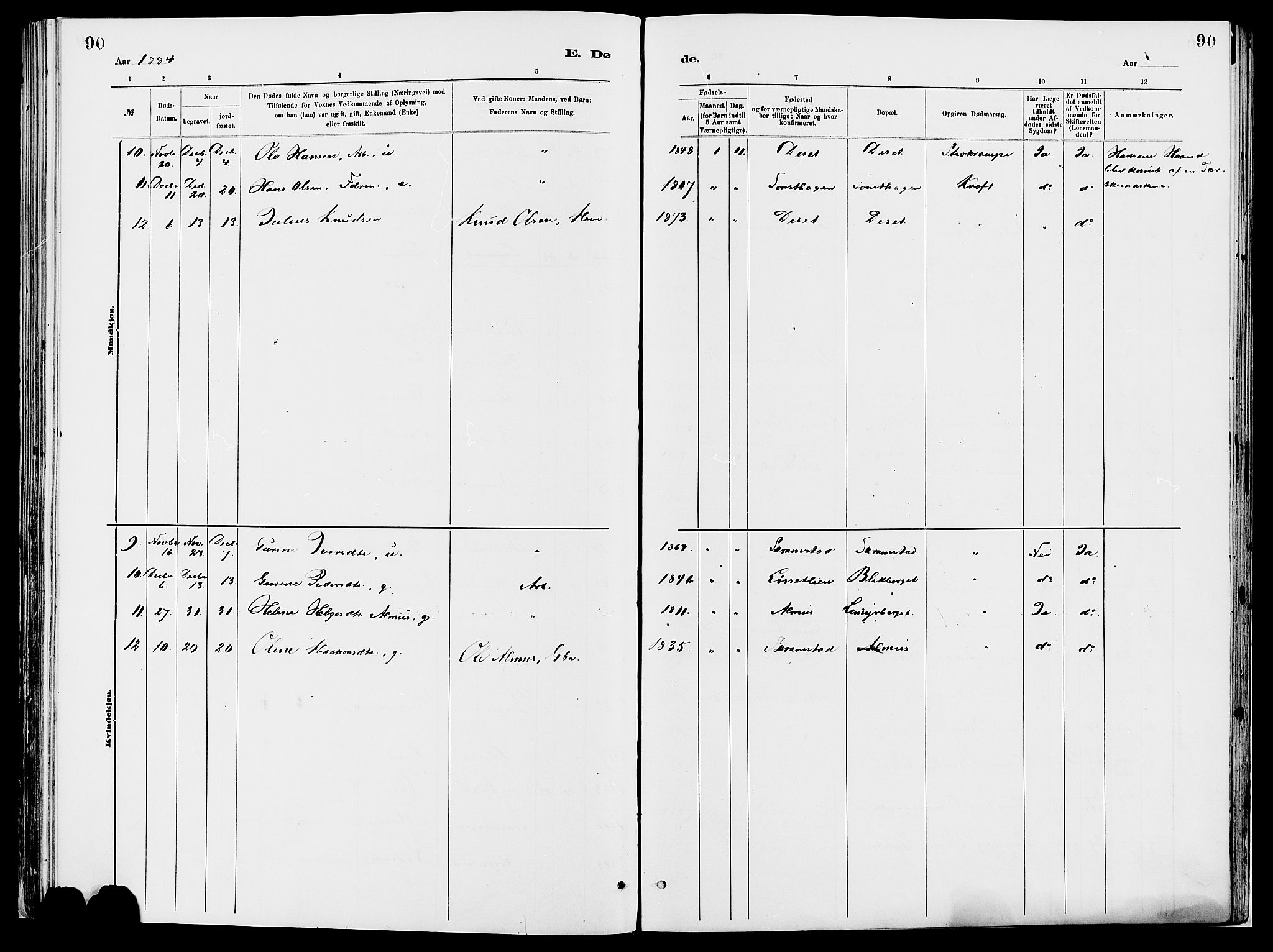 Åmot prestekontor, Hedmark, SAH/PREST-056/H/Ha/Haa/L0010: Ministerialbok nr. 10, 1884-1889, s. 90