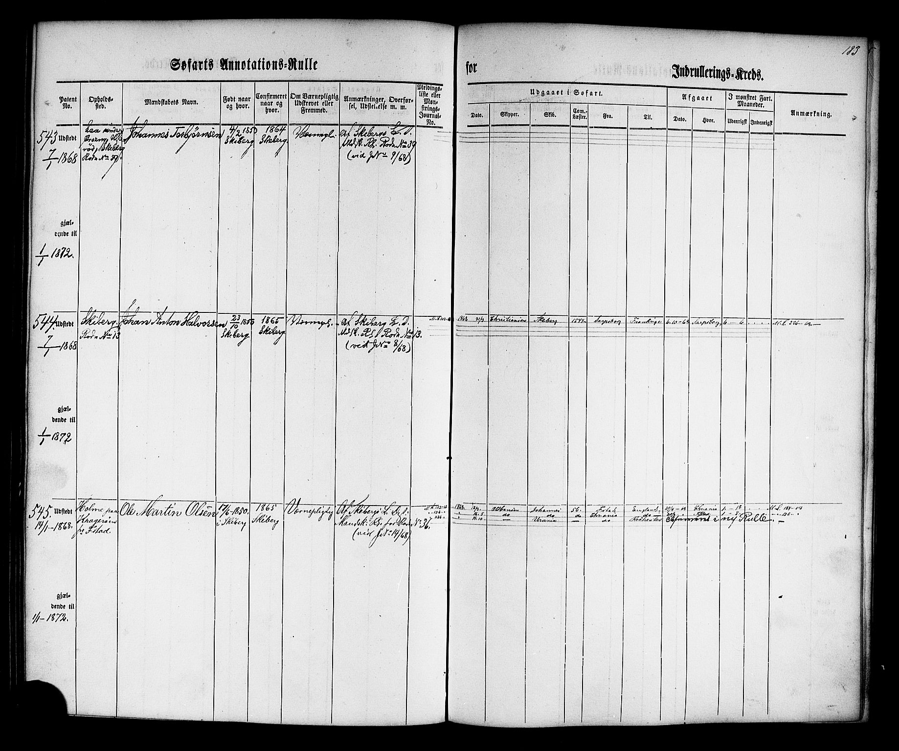 Halden mønstringskontor, SAO/A-10569a/F/Fc/Fca/L0001: Annotasjonsrulle, 1860-1868, s. 167