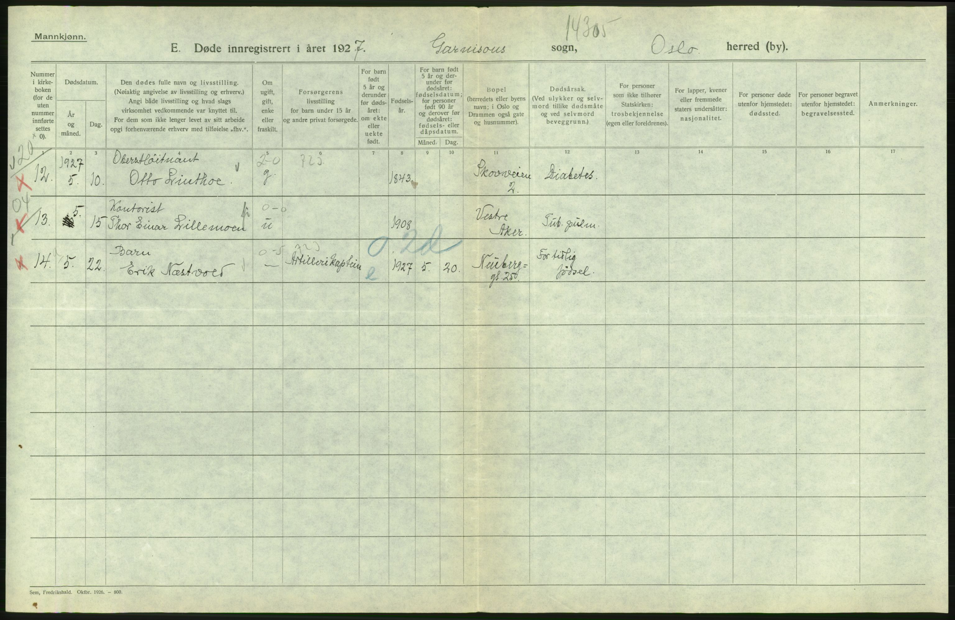 Statistisk sentralbyrå, Sosiodemografiske emner, Befolkning, RA/S-2228/D/Df/Dfc/Dfcg/L0009: Oslo: Døde menn, 1927, s. 630