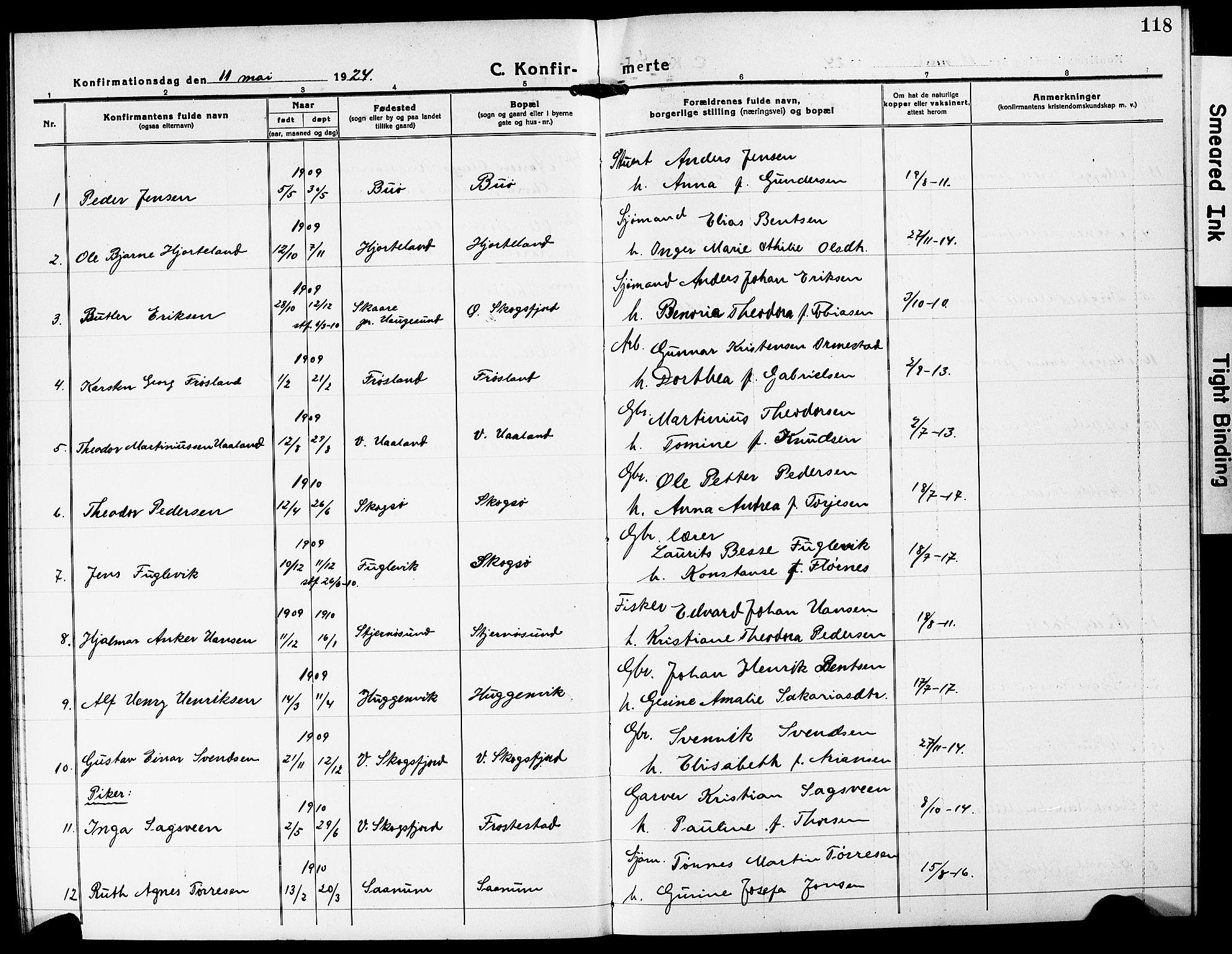 Mandal sokneprestkontor, AV/SAK-1111-0030/F/Fb/Fba/L0013: Klokkerbok nr. B 7, 1918-1931, s. 118