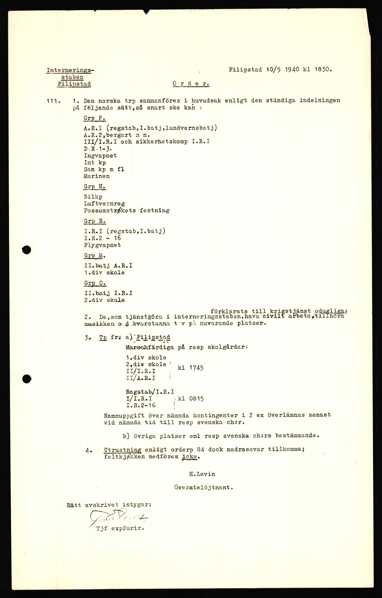 Forsvaret, Forsvarets krigshistoriske avdeling, RA/RAFA-2017/Y/Yf/L0204: II-C-11-2110 - Norske internert i Sverige 1940 / Tysk frigivelse av norsk soldat, 1940, s. 133