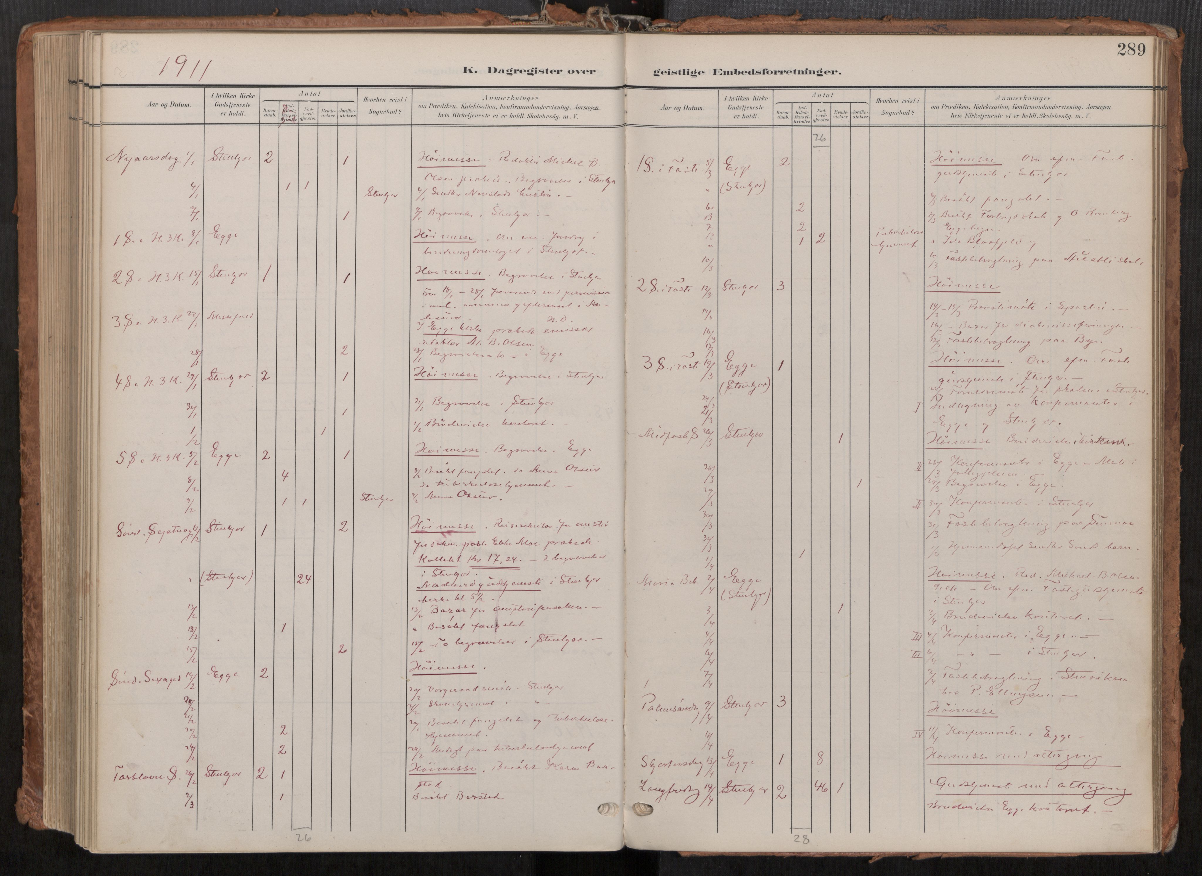 Steinkjer sokneprestkontor, SAT/A-1541/01/H/Ha/Haa/L0001: Ministerialbok nr. 1, 1904-1912, s. 289