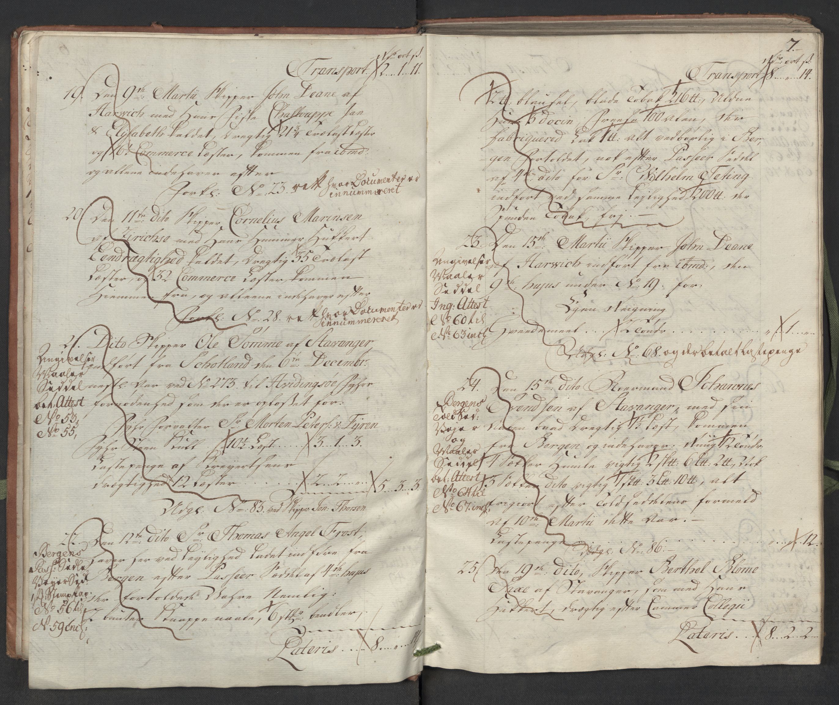 Generaltollkammeret, tollregnskaper, AV/RA-EA-5490/R22/L0018/0001: Tollregnskaper Stavanger / Hovedtollbok, 1756, s. 6b-7a