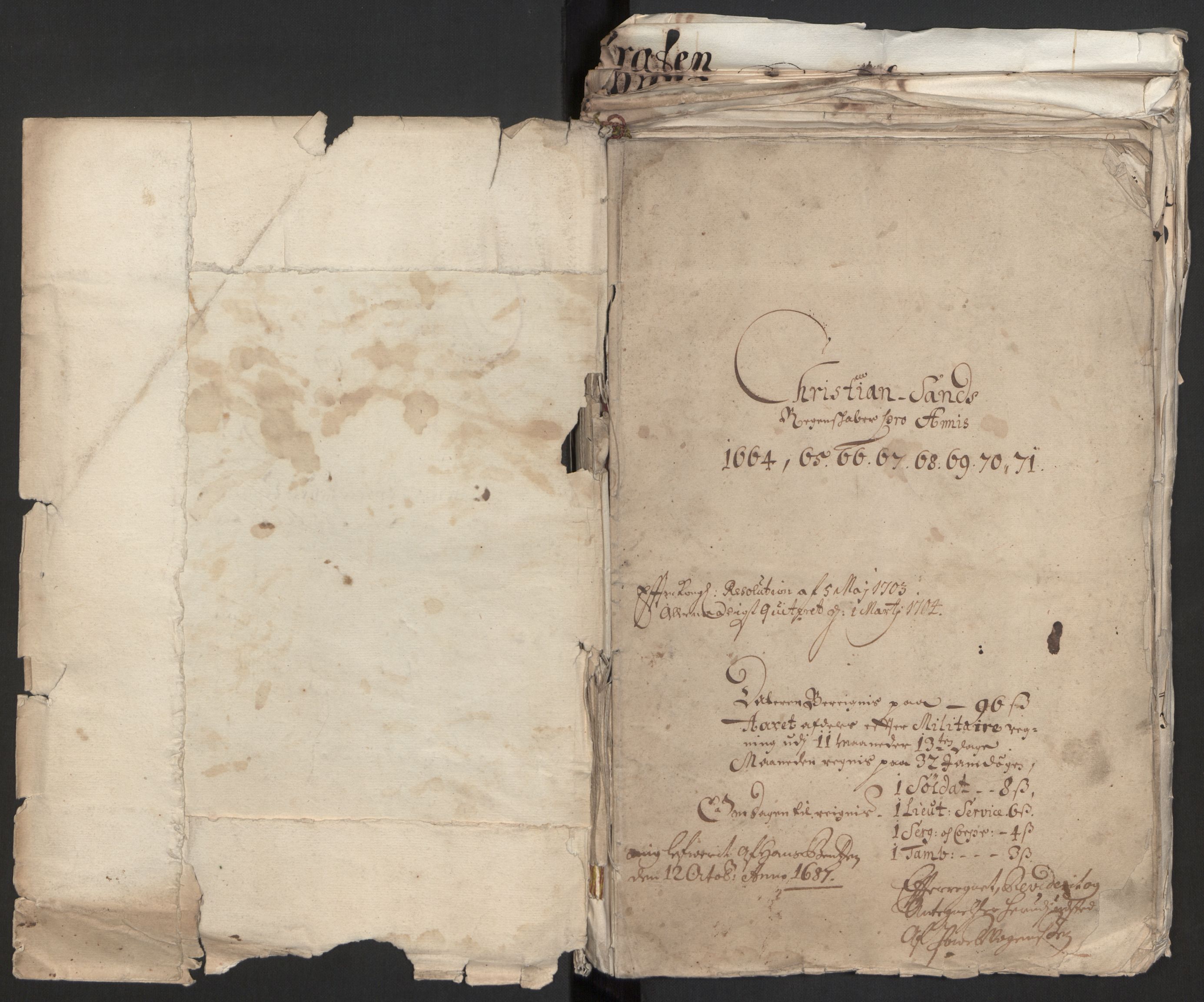 Rentekammeret inntil 1814, Reviderte regnskaper, Byregnskaper, RA/EA-4066/R/Rm/L0258: [M1] Kontribusjonsregnskap, 1664-1700, s. 4