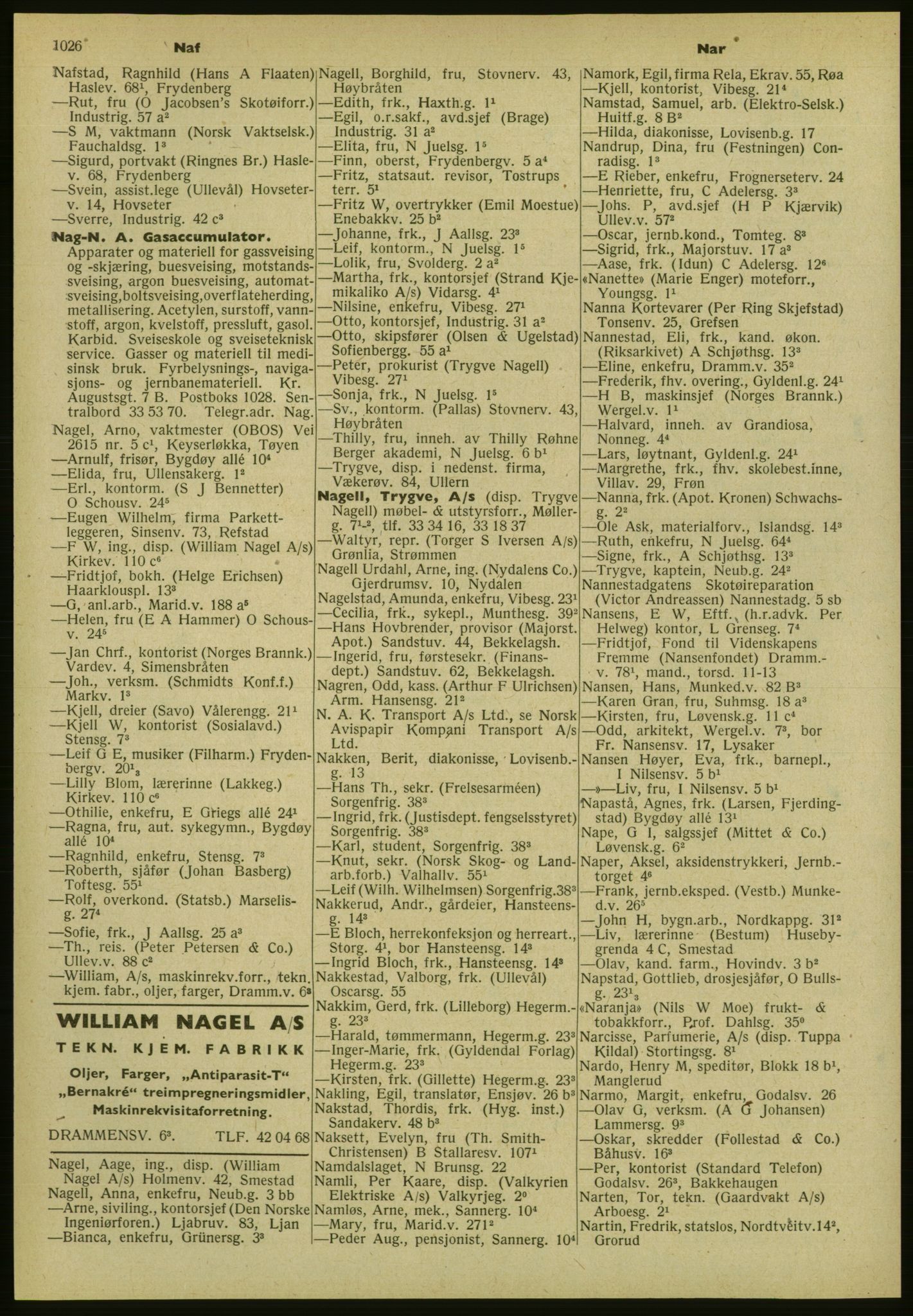 Kristiania/Oslo adressebok, PUBL/-, 1952, s. 1026
