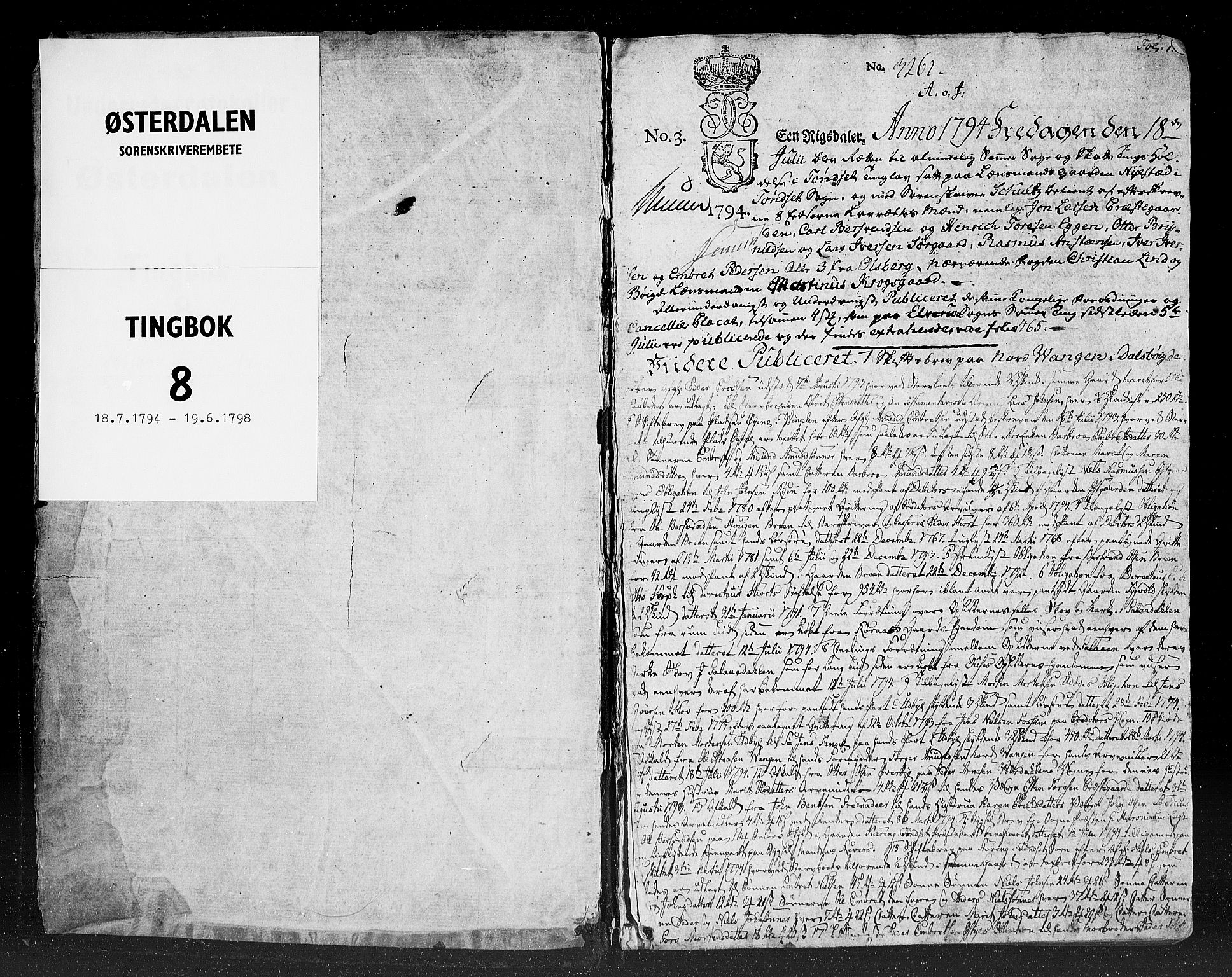 Østerdalen sorenskriveri, SAH/TING-032/G/Gb/L0008: Tingbok, 1794-1798, s. 1