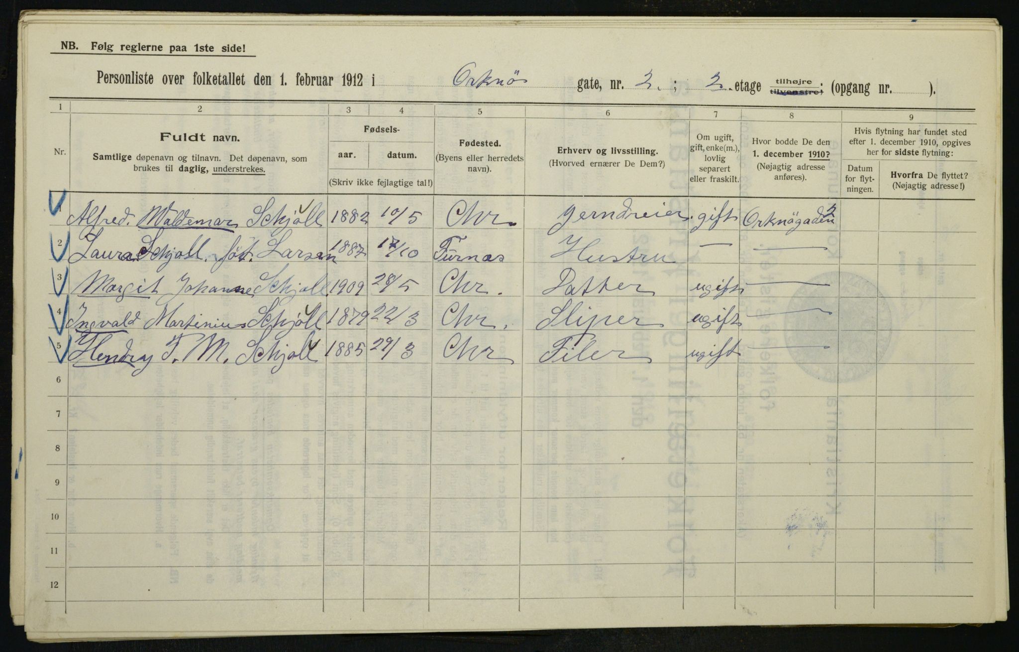 OBA, Kommunal folketelling 1.2.1912 for Kristiania, 1912, s. 76483