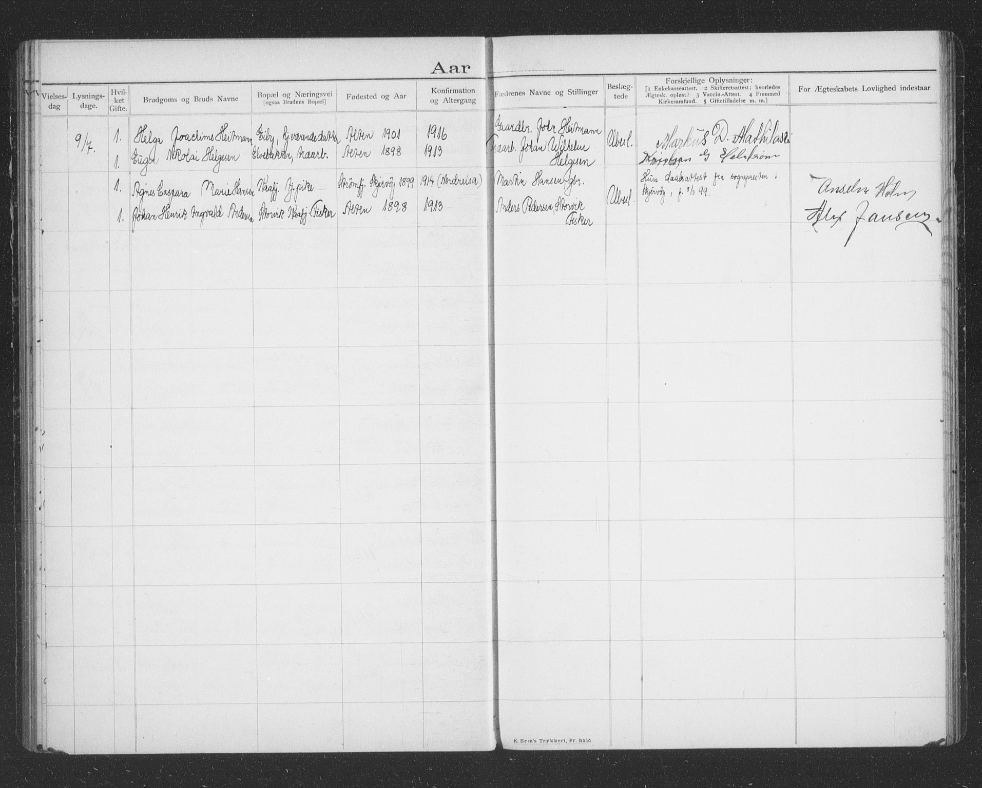 Alta sokneprestkontor, AV/SATØ-S-1338/I/Ib/L0045: Lysningsprotokoll nr. 45, 1903-1921