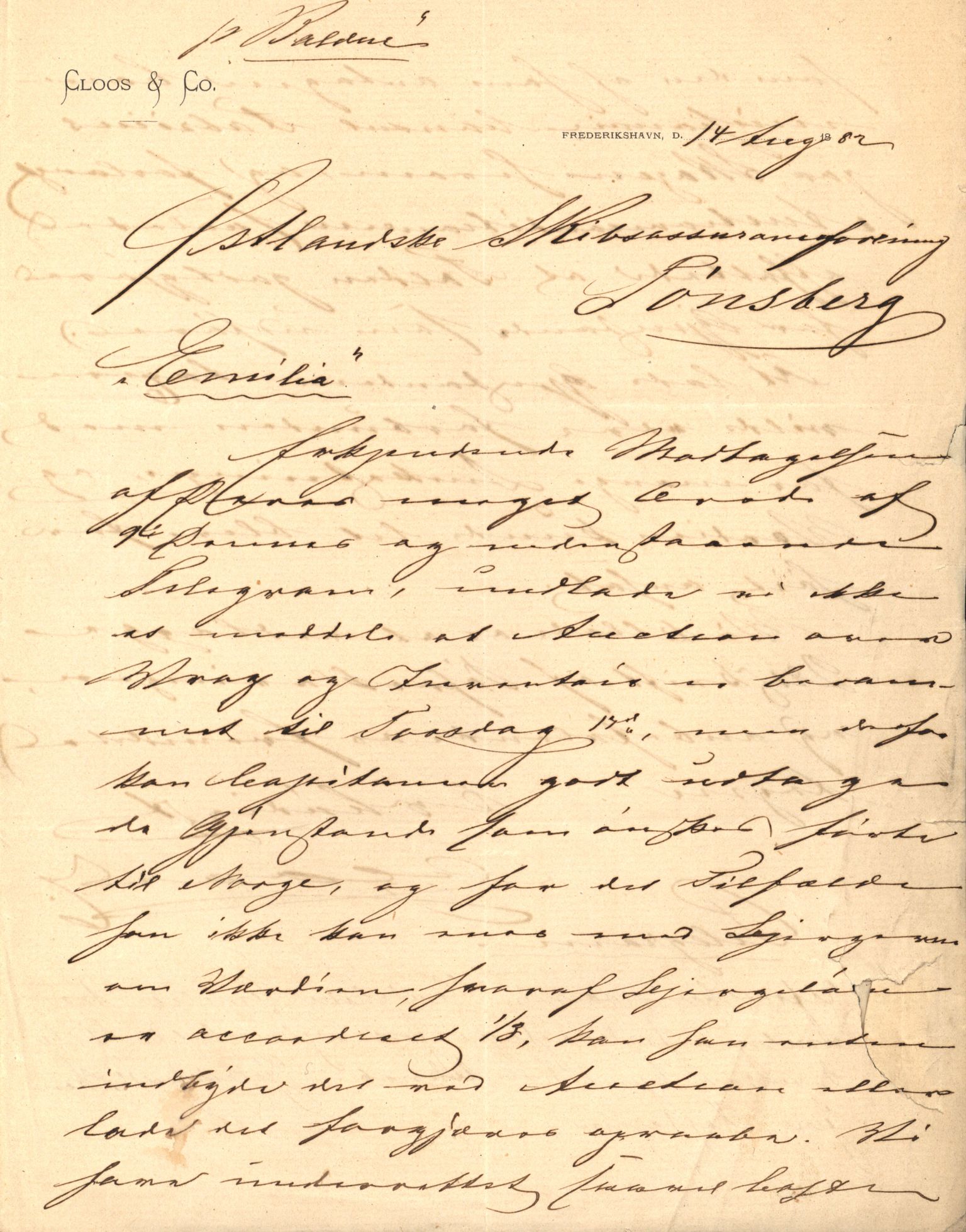 Pa 63 - Østlandske skibsassuranceforening, VEMU/A-1079/G/Ga/L0014/0013: Havaridokumenter / Heros, Emilie, 1882, s. 14