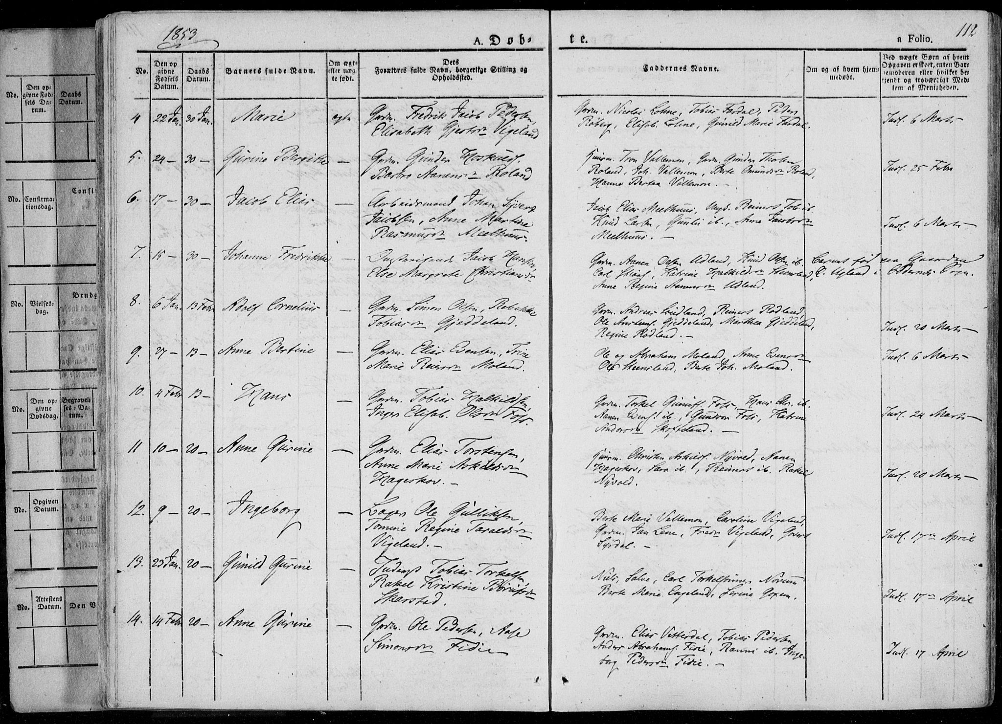 Sør-Audnedal sokneprestkontor, SAK/1111-0039/F/Fa/Fab/L0006: Ministerialbok nr. A 6, 1829-1855, s. 112