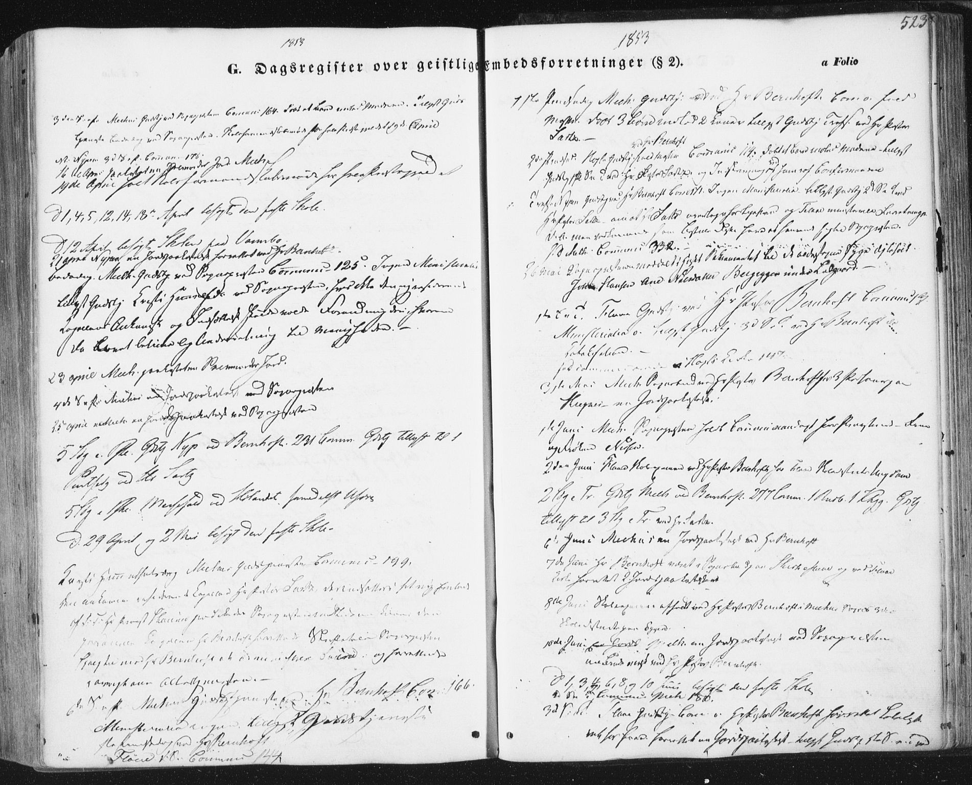 Ministerialprotokoller, klokkerbøker og fødselsregistre - Sør-Trøndelag, SAT/A-1456/691/L1076: Ministerialbok nr. 691A08, 1852-1861, s. 523