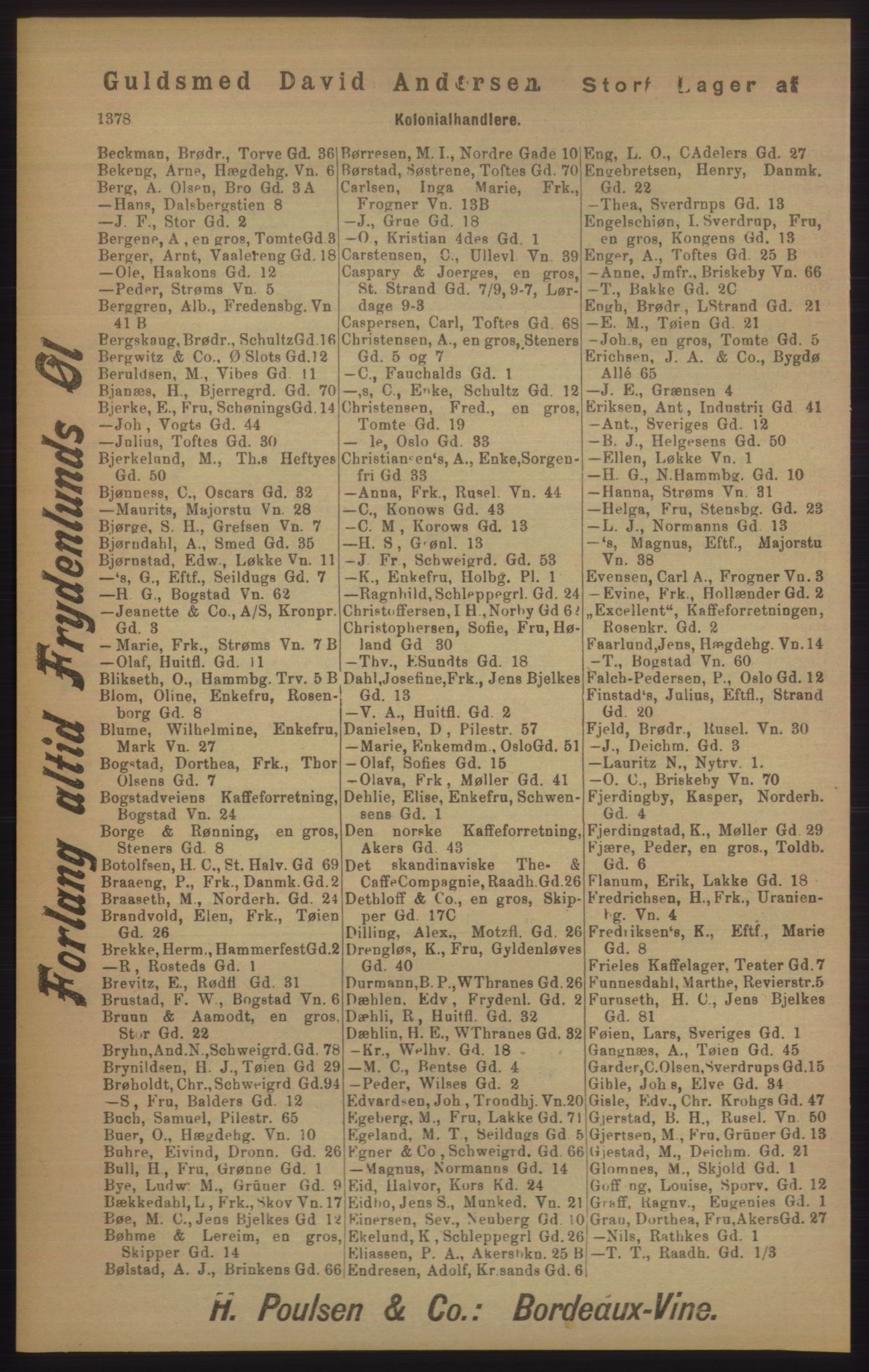 Kristiania/Oslo adressebok, PUBL/-, 1905, s. 1378