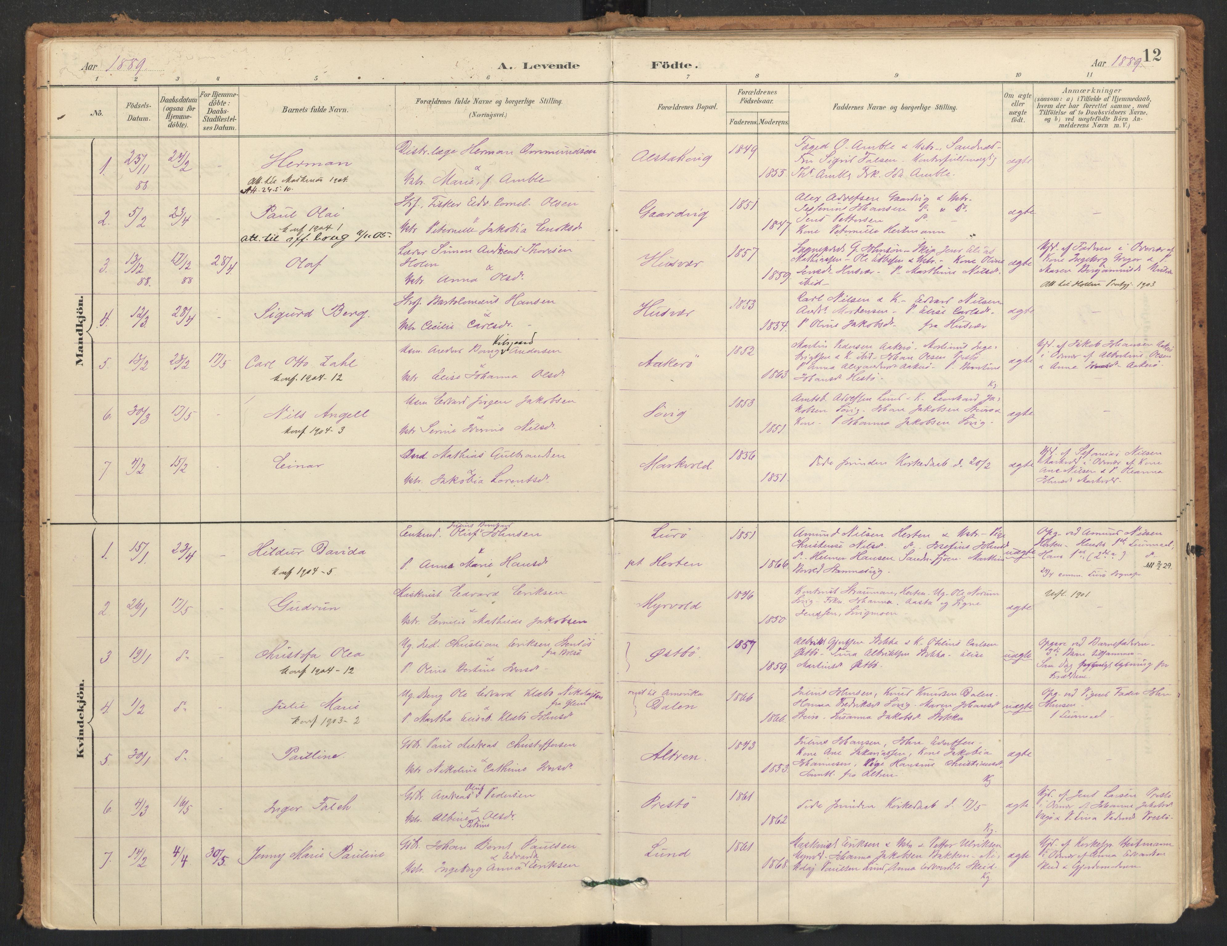 Ministerialprotokoller, klokkerbøker og fødselsregistre - Nordland, AV/SAT-A-1459/830/L0453: Ministerialbok nr. 830A17, 1886-1911, s. 12