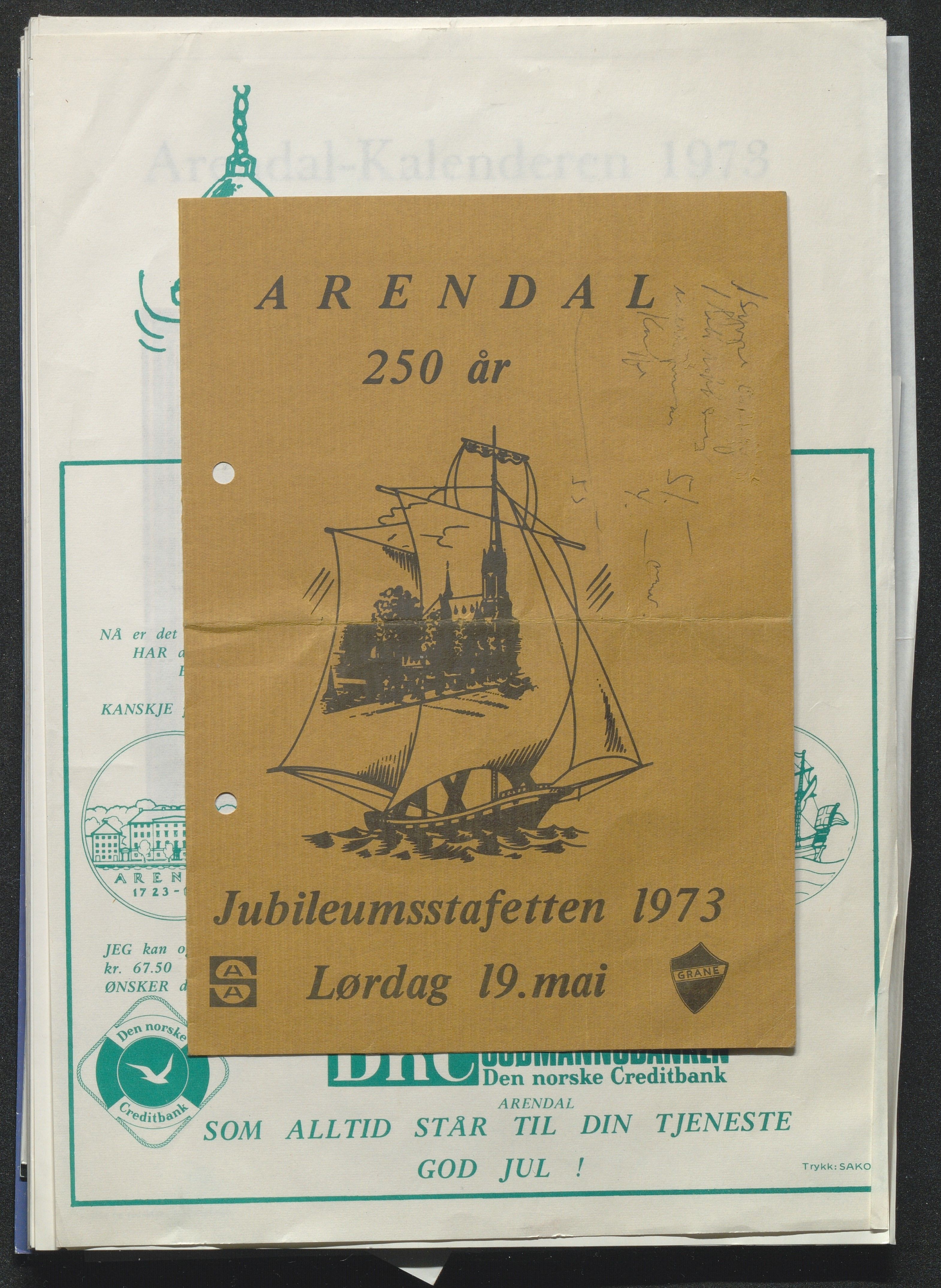 Byjubileet i Arendal 1973 , AAKS/KA0906-492a/E/E01/L0001: Generelt, 1969-1983