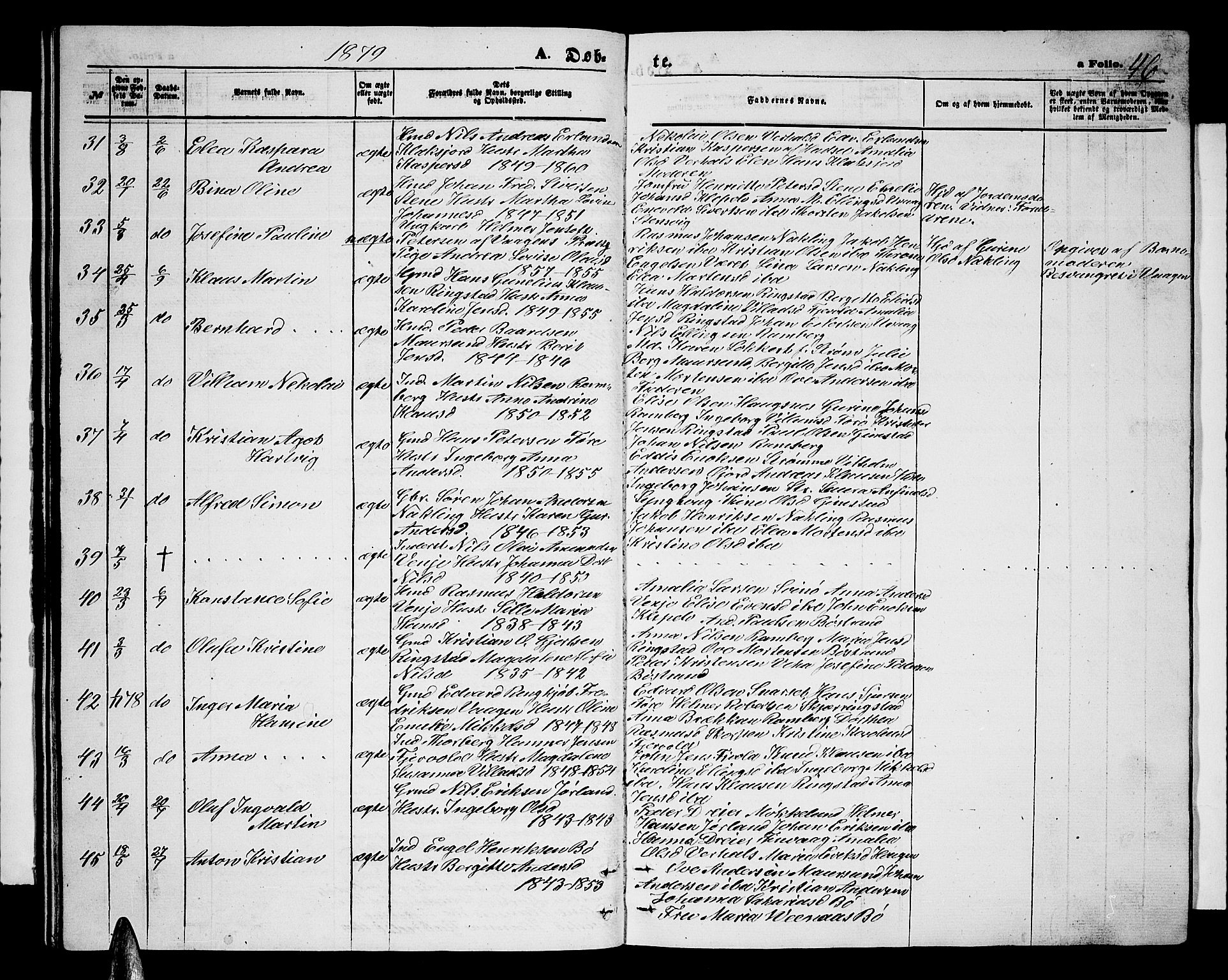 Ministerialprotokoller, klokkerbøker og fødselsregistre - Nordland, AV/SAT-A-1459/891/L1314: Klokkerbok nr. 891C03, 1870-1885, s. 46