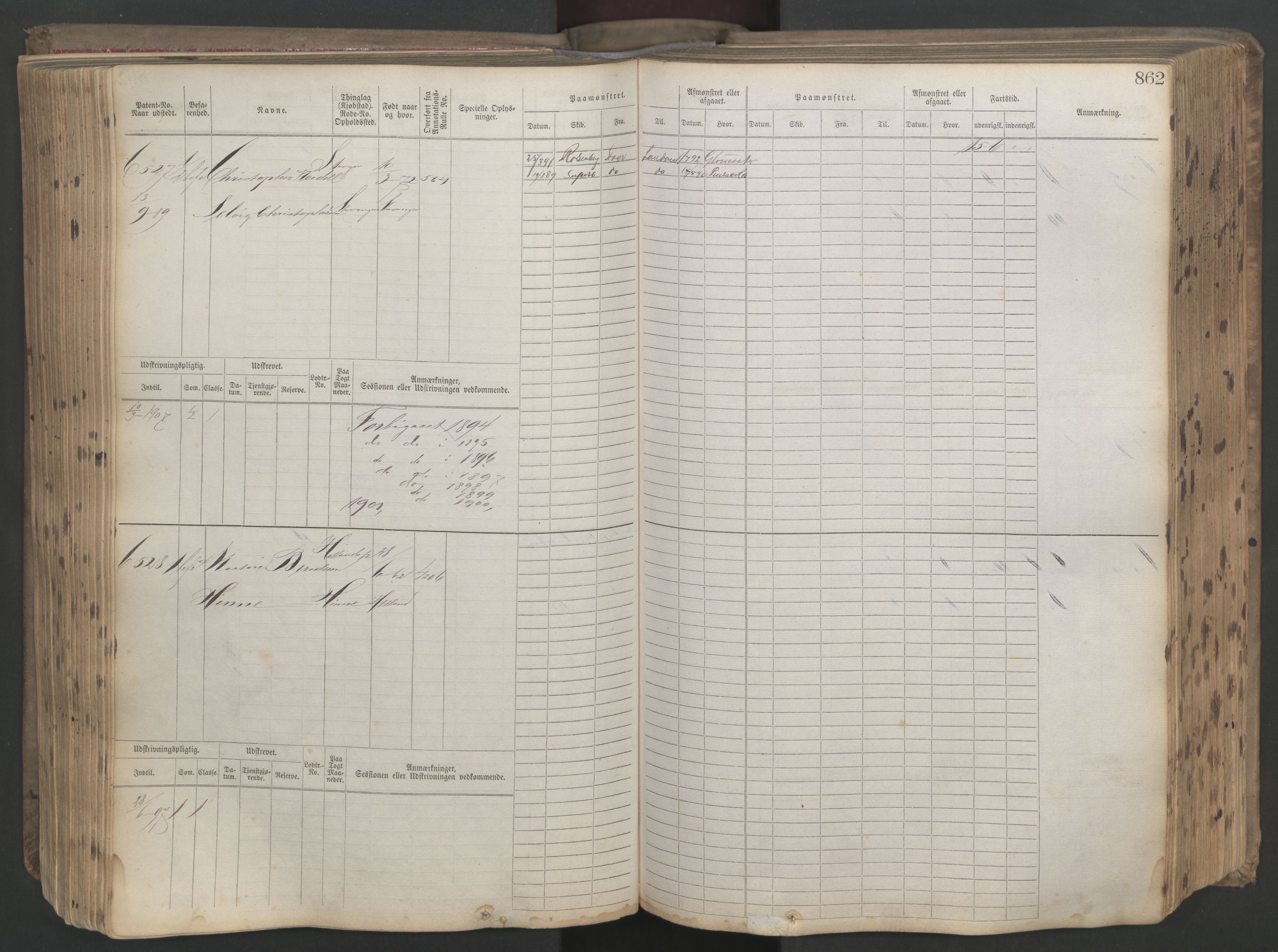 Stavanger sjømannskontor, AV/SAST-A-102006/F/Fb/Fbb/L0021: Sjøfartshovedrulle patnentnr. 6005-7204 (dublett), 1887, s. 266