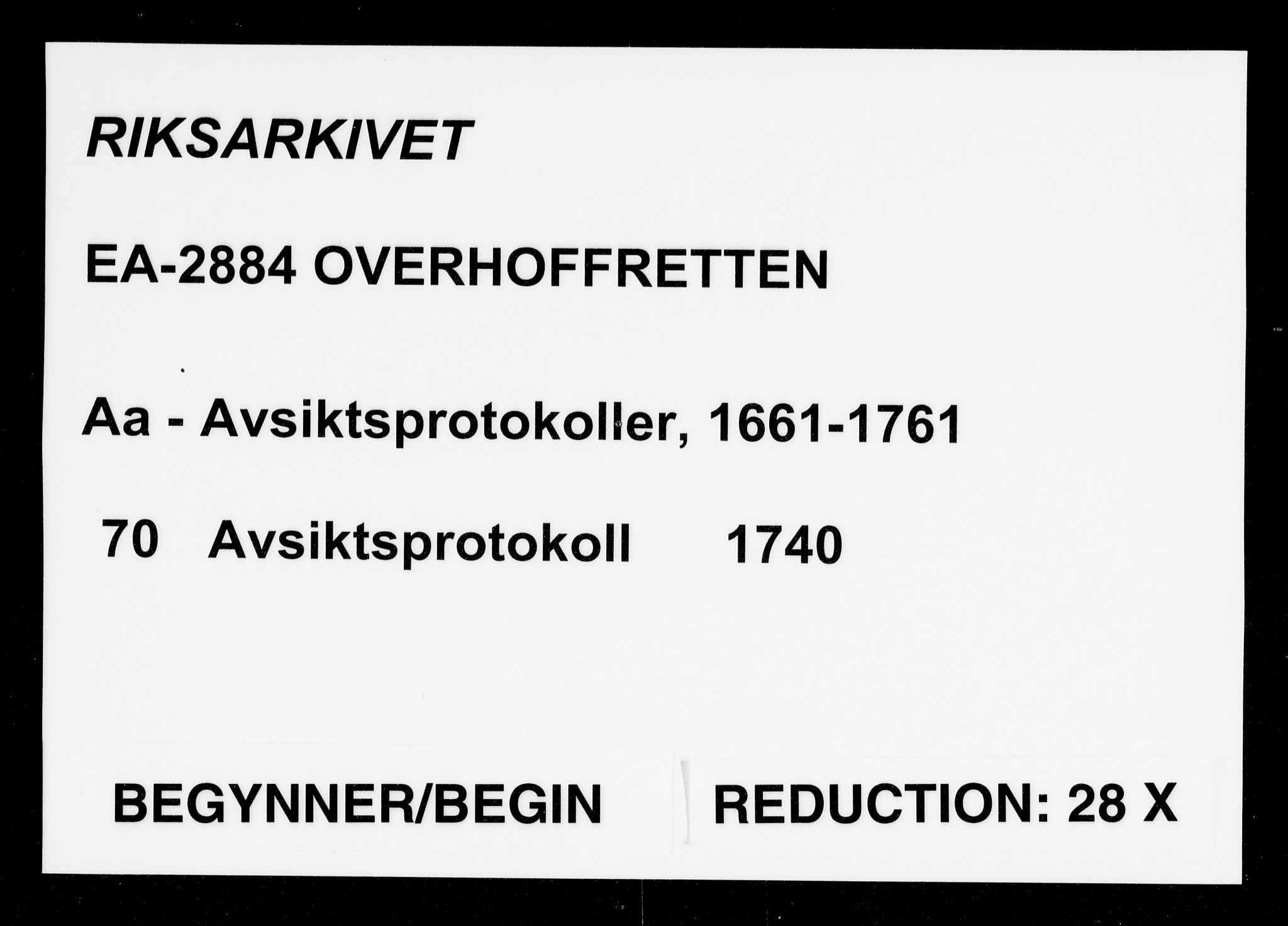 Overhoffretten 1667-1797, AV/RA-EA-2884/Aa/L0070: Avsiktsprotokoll, 1740