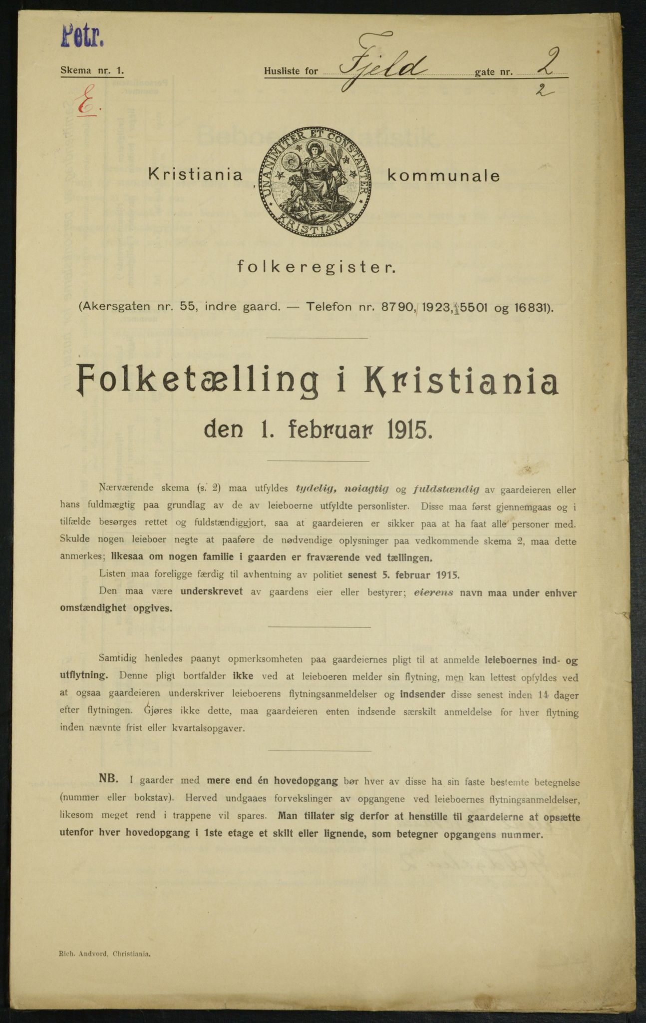 OBA, Kommunal folketelling 1.2.1915 for Kristiania, 1915, s. 23836