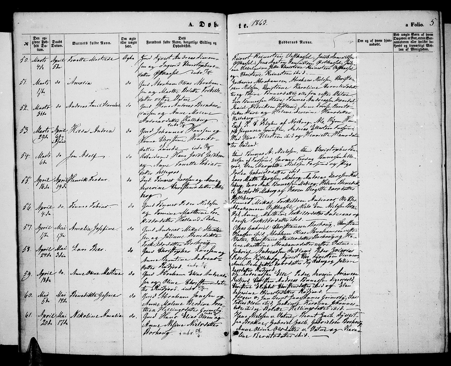 Lista sokneprestkontor, AV/SAK-1111-0027/F/Fb/L0003: Klokkerbok nr. B 3, 1862-1877, s. 5