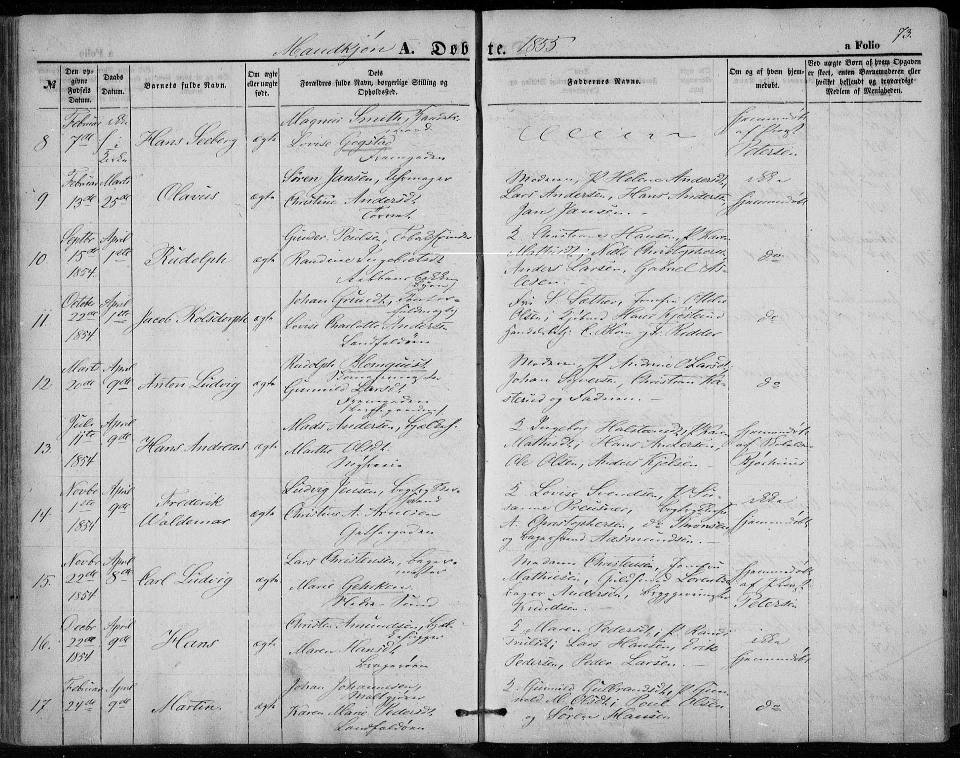 Bragernes kirkebøker, AV/SAKO-A-6/F/Fb/L0002: Ministerialbok nr. II 2, 1848-1859, s. 73