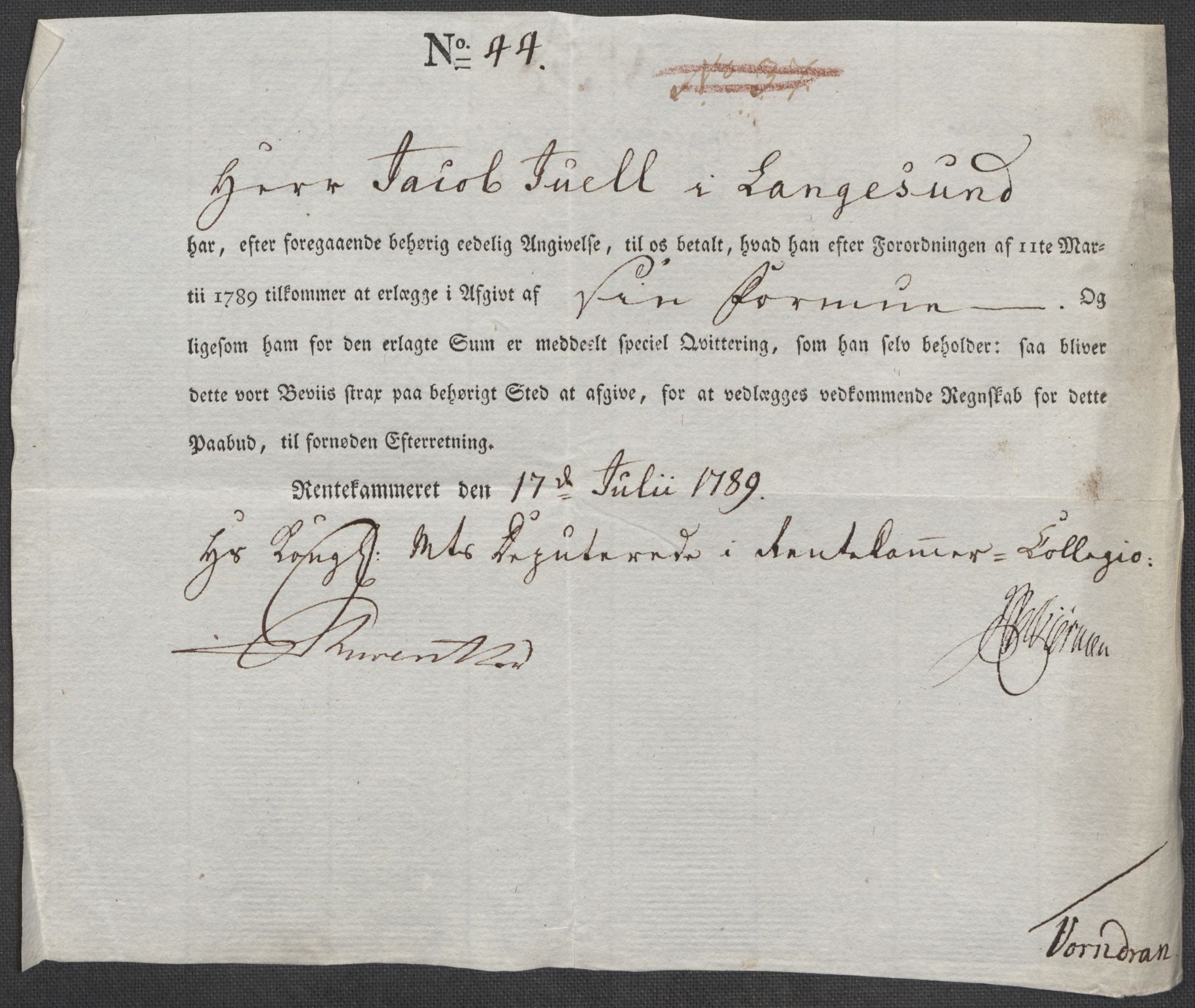Rentekammeret inntil 1814, Reviderte regnskaper, Mindre regnskaper, AV/RA-EA-4068/Rf/Rfe/L0043: Skien, Solør og Odalen fogderi, 1789, s. 24