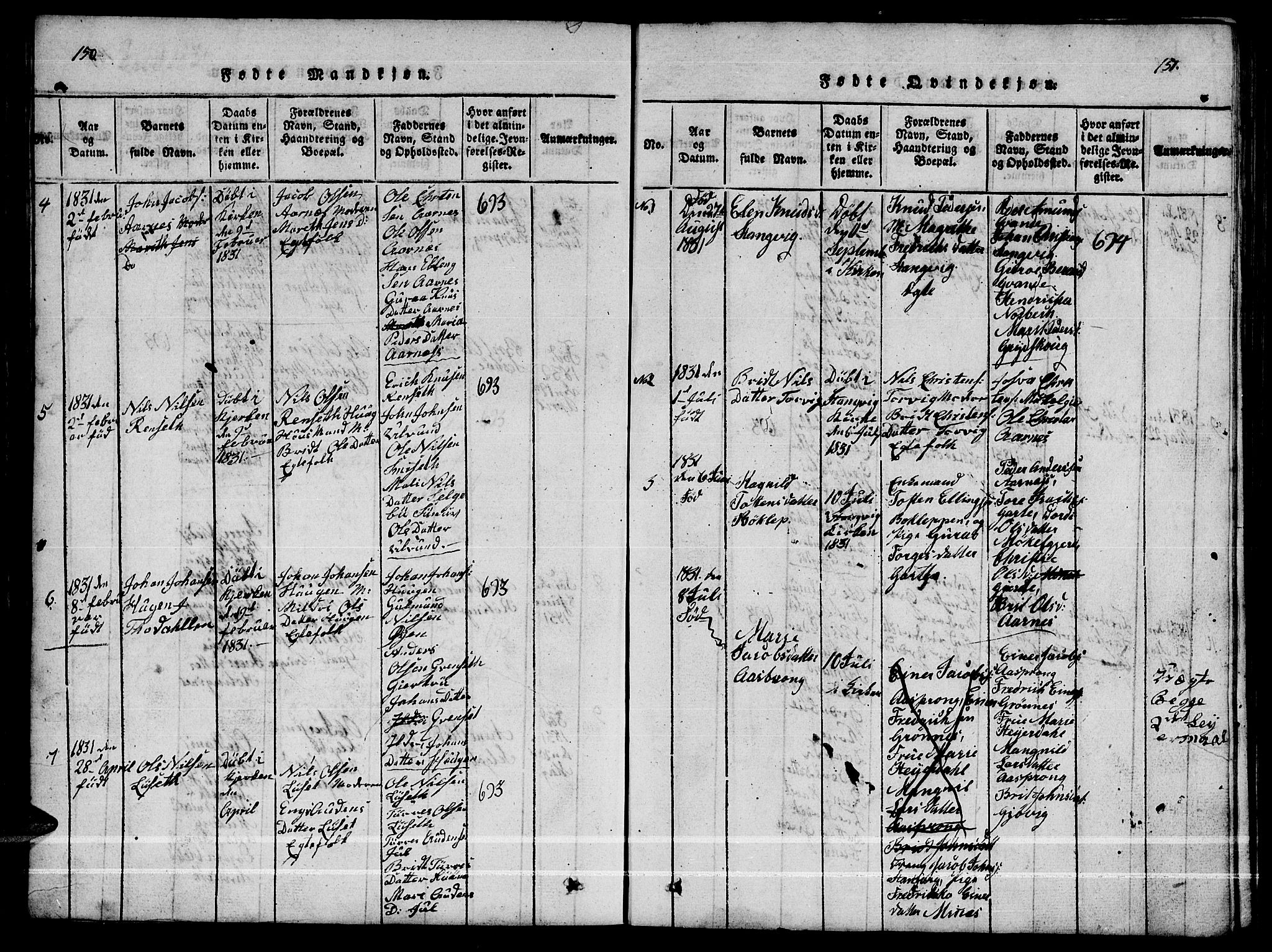 Ministerialprotokoller, klokkerbøker og fødselsregistre - Møre og Romsdal, AV/SAT-A-1454/592/L1031: Klokkerbok nr. 592C01, 1820-1833, s. 150-151