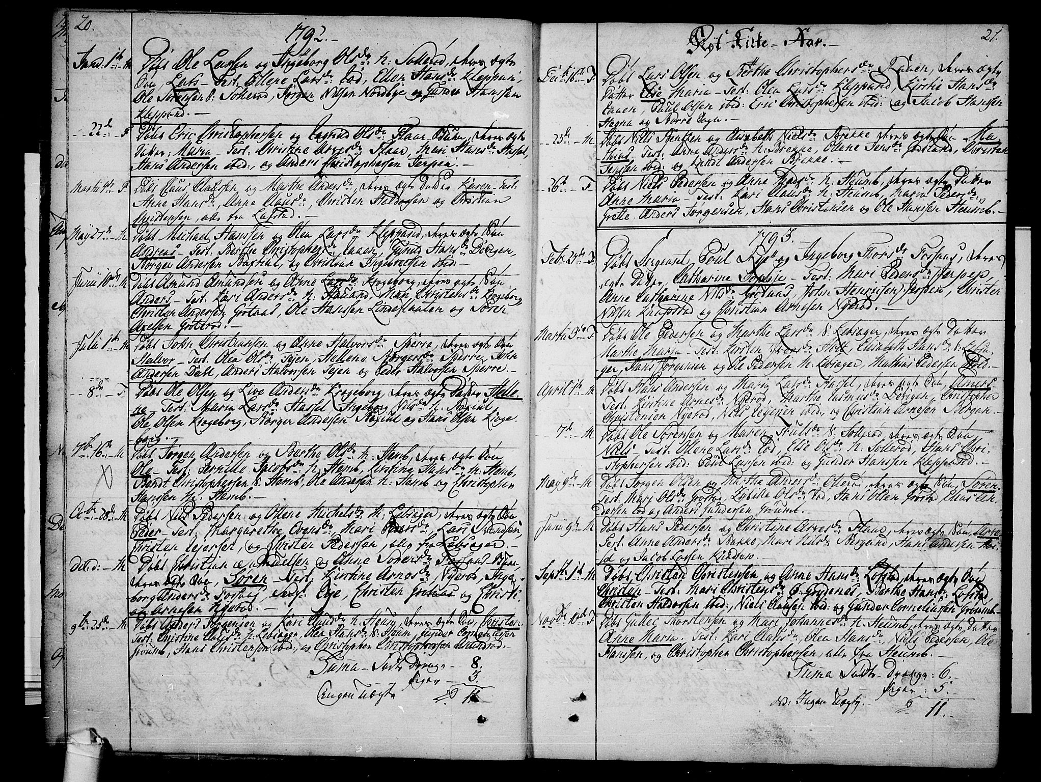 Våle kirkebøker, SAKO/A-334/F/Fb/L0001: Ministerialbok nr. II 1, 1774-1814, s. 20-21
