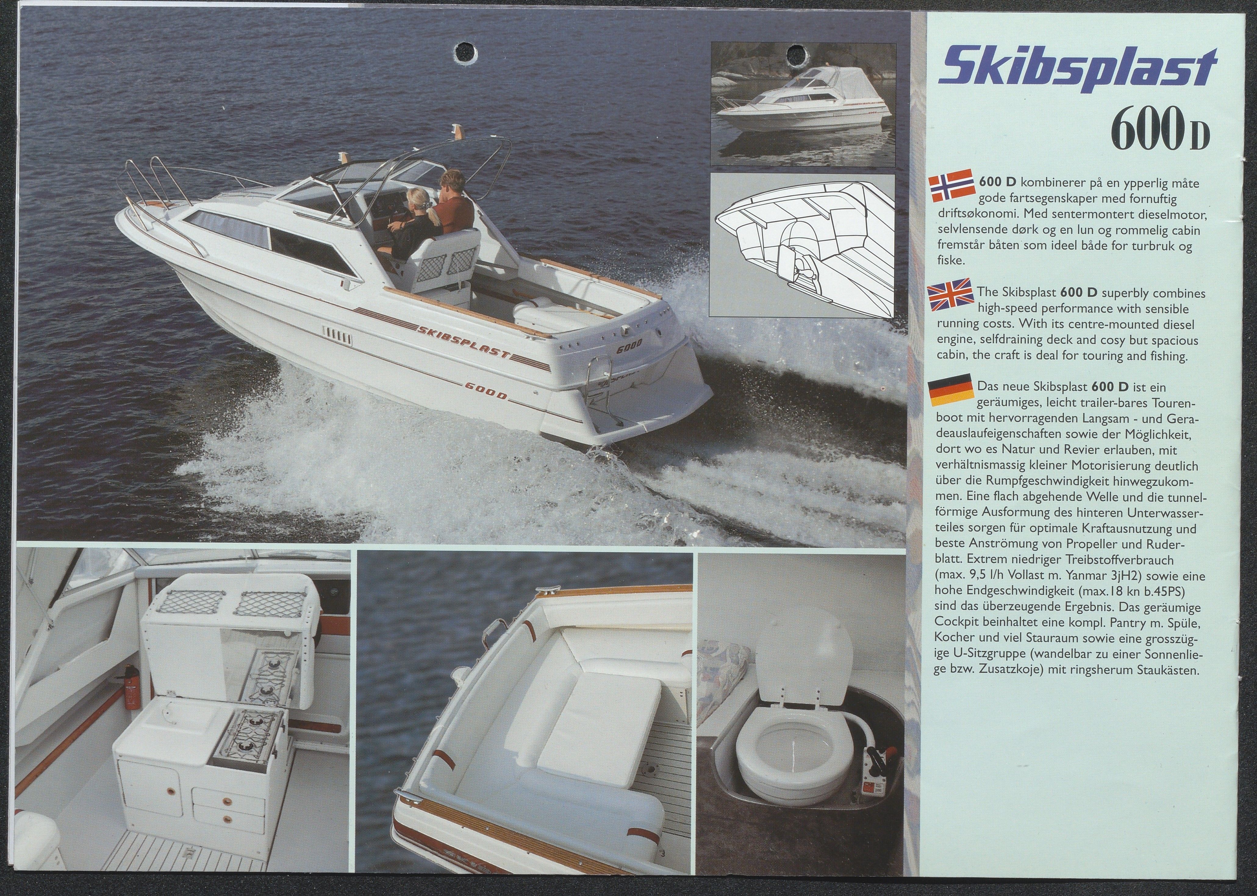 Skibsplast, AAKS/PA-2968/01/X/X01/L0001/0026: Brosjyrer / Skibsplast 700 D (1993-2000). Skibsplast 650 CC (1991-1997). Skibsplast 600 D (1992-2000). Skibsplast 560 VS (1989-1997). Skibsplast 500 CL (1994-2005). Skibsplast 490 HT (1982-2000). Skibsplast 450 VS (1990-1995)., 1982-2000